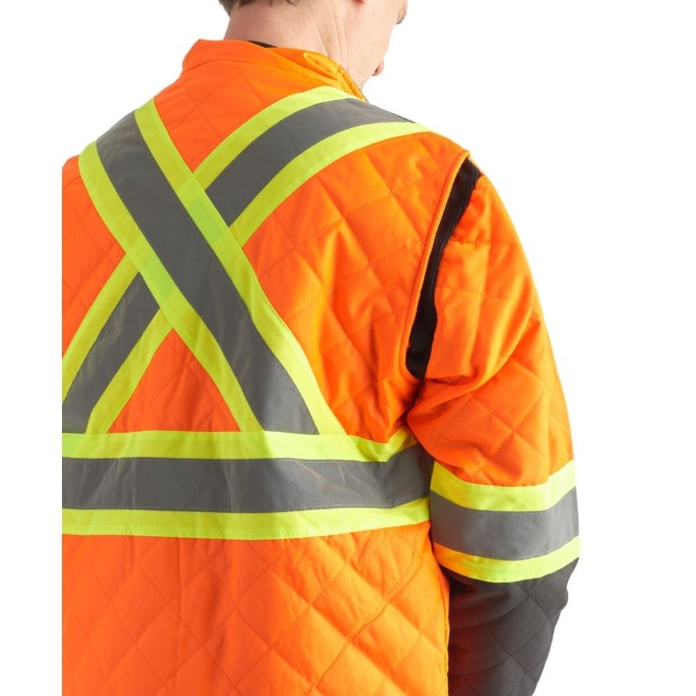 High Visibility Orange Freezer Work Jacket - Terra 116505 - Reflective Safety Jacket for Cold Storage & Outdoor Winter Work