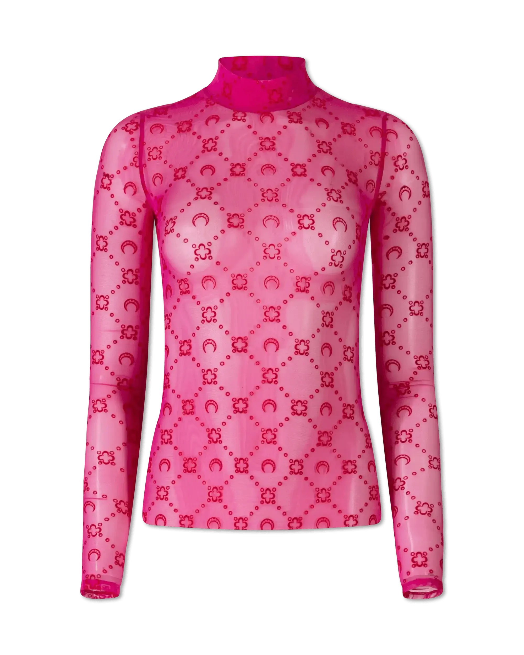 Moonogram Flocked Mesh Top for Women - Soft & Breathable Party Wear, Club Outfits & Casual Fashion | Trendy & Comfortable