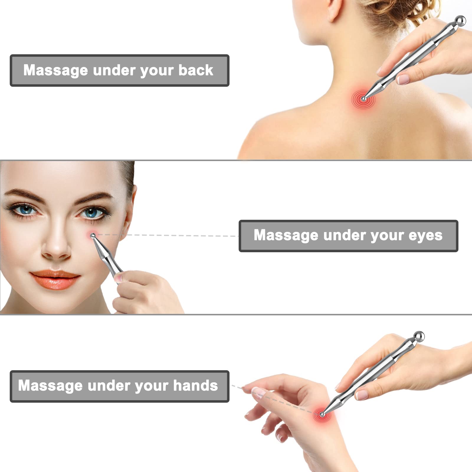 Stainless Steel Acupuncture Pen - Facial Reflexology & Trigger Point Massager for Deep Tissue Therapy - Perfect for Pain Relief, Muscle Relaxation & Stress Relief at Home or Office