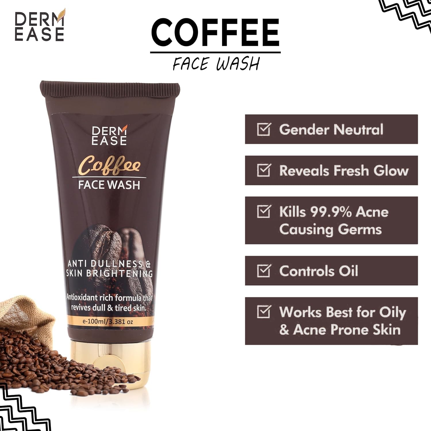 Deep Cleansing Coffee Face Wash for Oily Skin - Oil Control & Detoxifying Facial Cleanser for Men & Women - Anti-Pollution Daily Face Wash for Summer - 100ml - Perfect for Morning & Night Skincare Routine
