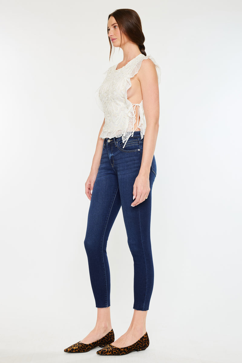 Stylish Cypress Mid Rise Ankle Skinny Jeans for Women - Trendy Stretch Denim Pants - Perfect for Casual Outfits, Work & Date Nights