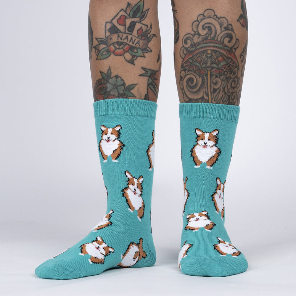 Funny Women's Crew Socks with Corgi Design - Sock It To Me Novelty Socks for Women - Perfect for Dog Lovers, Gifts & Casual Wear