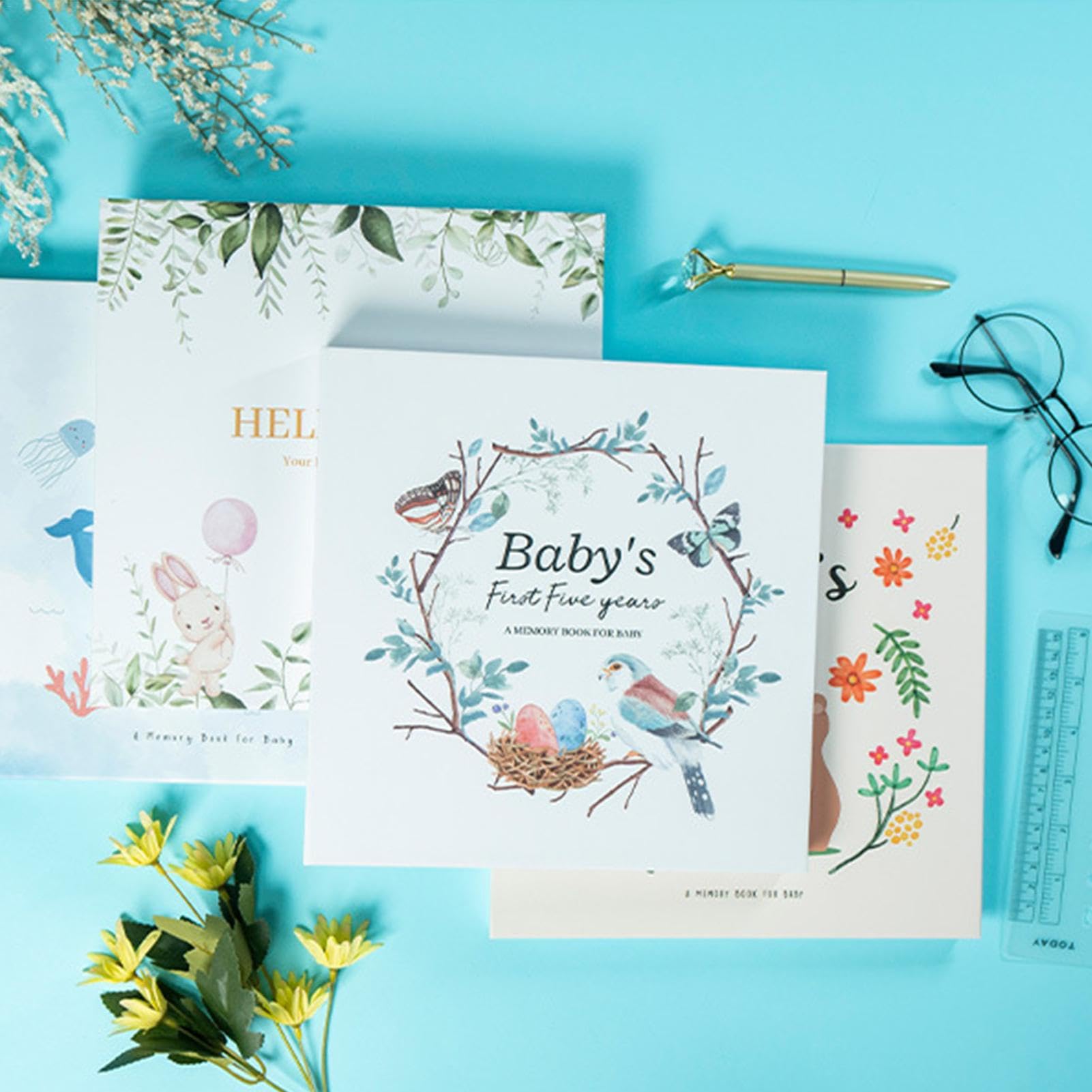 Gender Neutral Baby Memory Book - First 5 Years Scrapbook & Milestone Journal for New Parents | Keepsake Photo Album | Perfect for Baby Showers, First Birthdays & Family Gifts