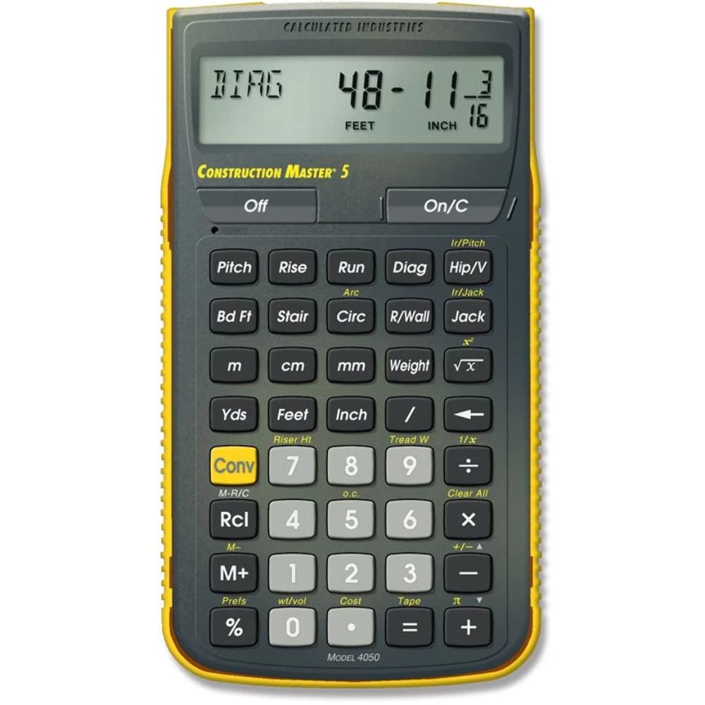 Calculated Industries 4050 Construction Master 5 - Advanced Feet-Inch-Fraction Calculator for Builders & Contractors | Perfect for Construction Math, Remodeling & DIY Projects