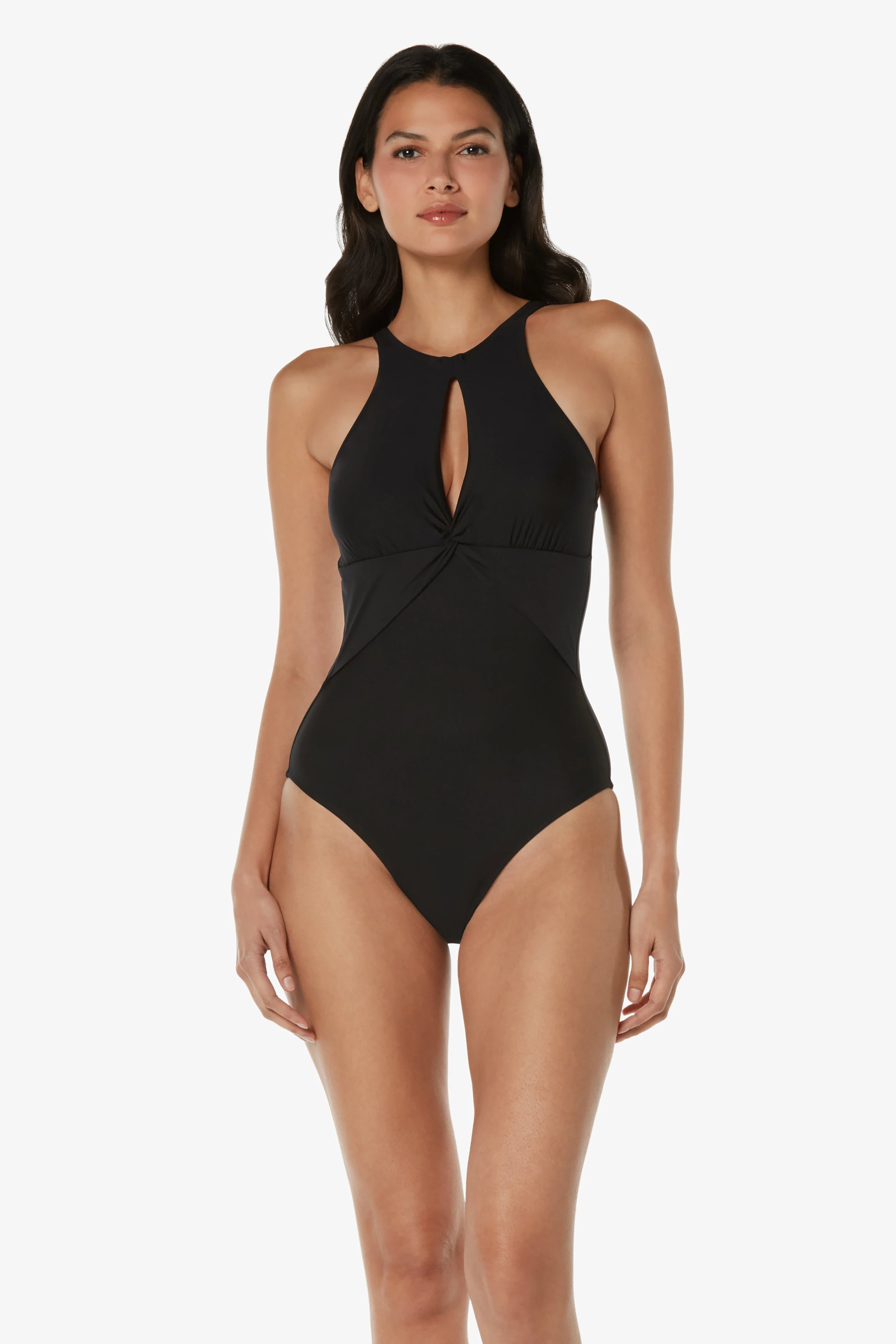 Elegant High Neck One Piece Swimsuit - Black | Perfect for Swimming, Beach Vacations & Summer Fashion