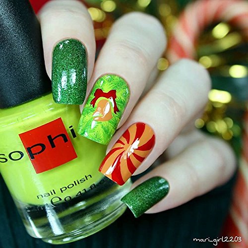 Peppermint Candy Nail Art Stencils - 12 Christmas Nail Design Vinyl Stencils for Holiday Manicures, DIY Nail Decoration & Festive Party Nails