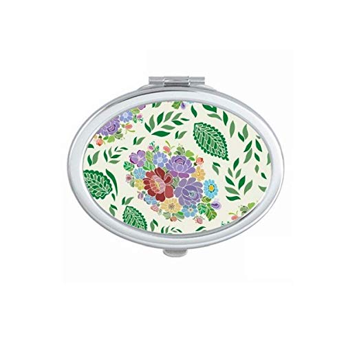 DIYthinker Chinese Japanese Style Floral Leaves Pattern Portable Folding Mirror - Double-Sided Handheld Makeup Mirror for Travel, Home Vanity & Gift Giving