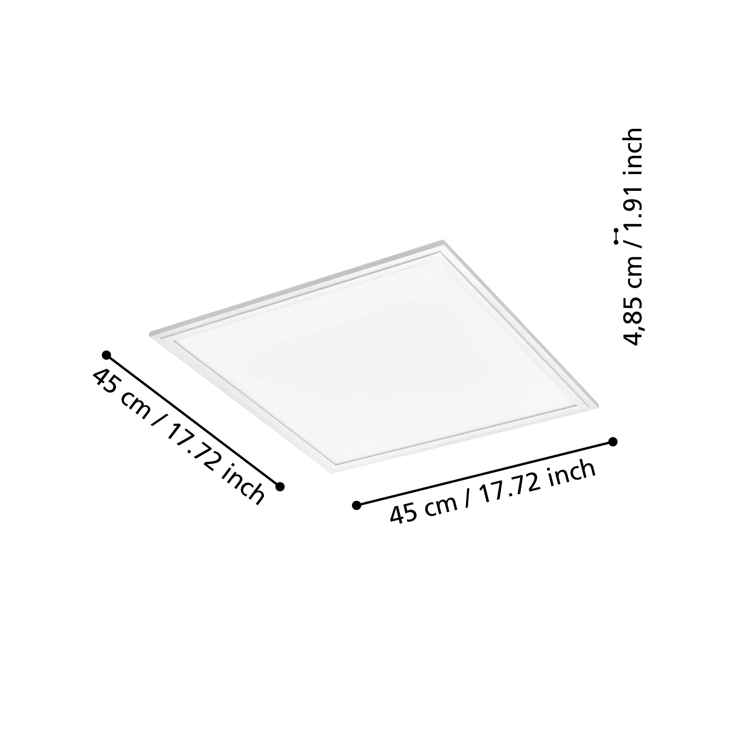 Eglo Connect Salobrena Z Smart White Square LED Ceiling Flush Mount Light 45cm - Modern Lighting for Living Room, Bedroom & Kitchen