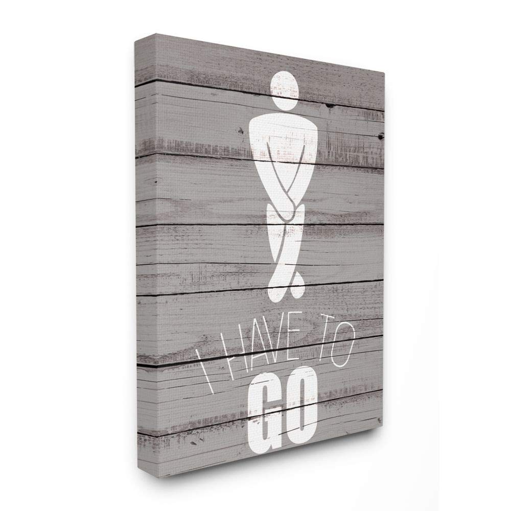 Stupell Industries Funny 'Mens Room I Have to Go' Bathroom Wall Art - Wood Texture Design by Kim Allen - 36 x 48 Canvas - Perfect for Home, Office & Man Cave Decor