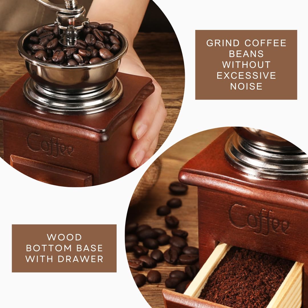 Premium French Press Coffee Maker & Manual Coffee Grinder Set - Stainless Steel Portable Coffee Brewing Kit for Home, Office, Camping & Travel - Perfect Gift for Coffee Lovers & Organic Coffee Enthusiasts