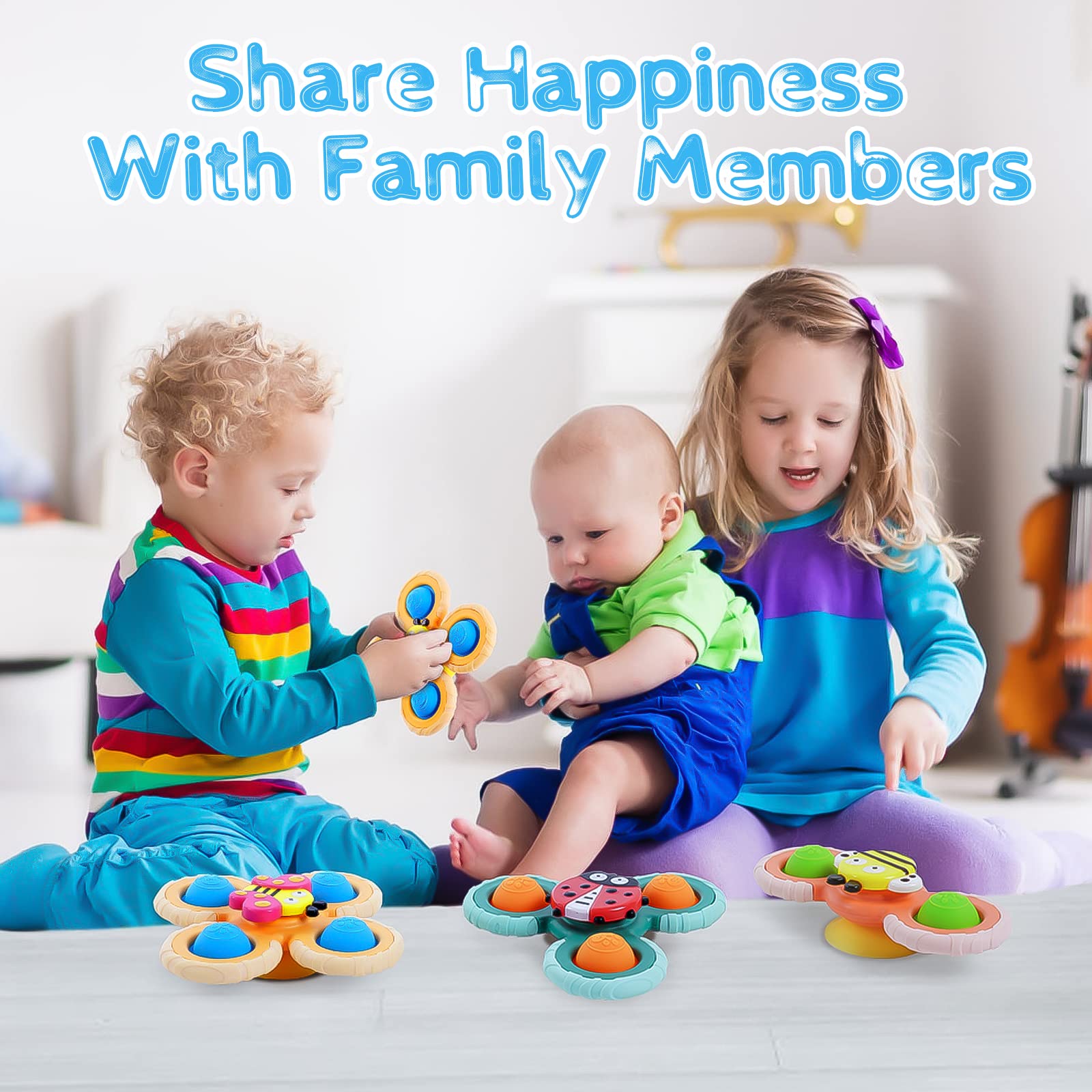 Vicloon Spinning Bath Toys for Kids - 3 Pack BPA-Free Suction Cup Toys for Baby & Toddler Playtime