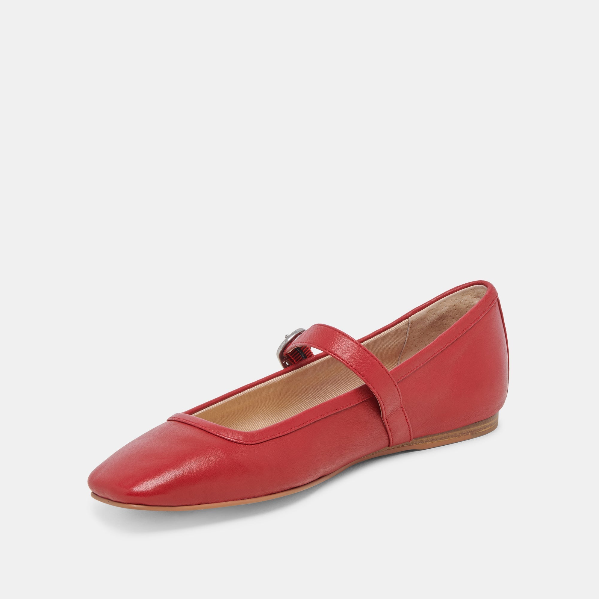 RODNI Women's Red Leather Ballet Flats - Comfortable & Stylish Shoes for Work, Casual Wear & Dance