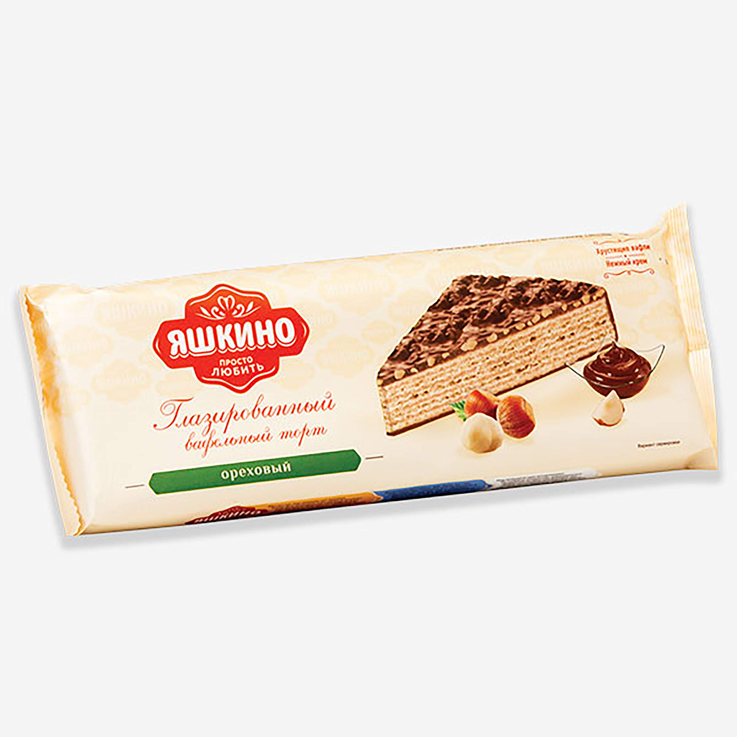 Yashkino Glazed Wafer Cakes with Nuts - 250g (5-Pack) | Perfect for Snacking, Gifts & Tea Time Treats