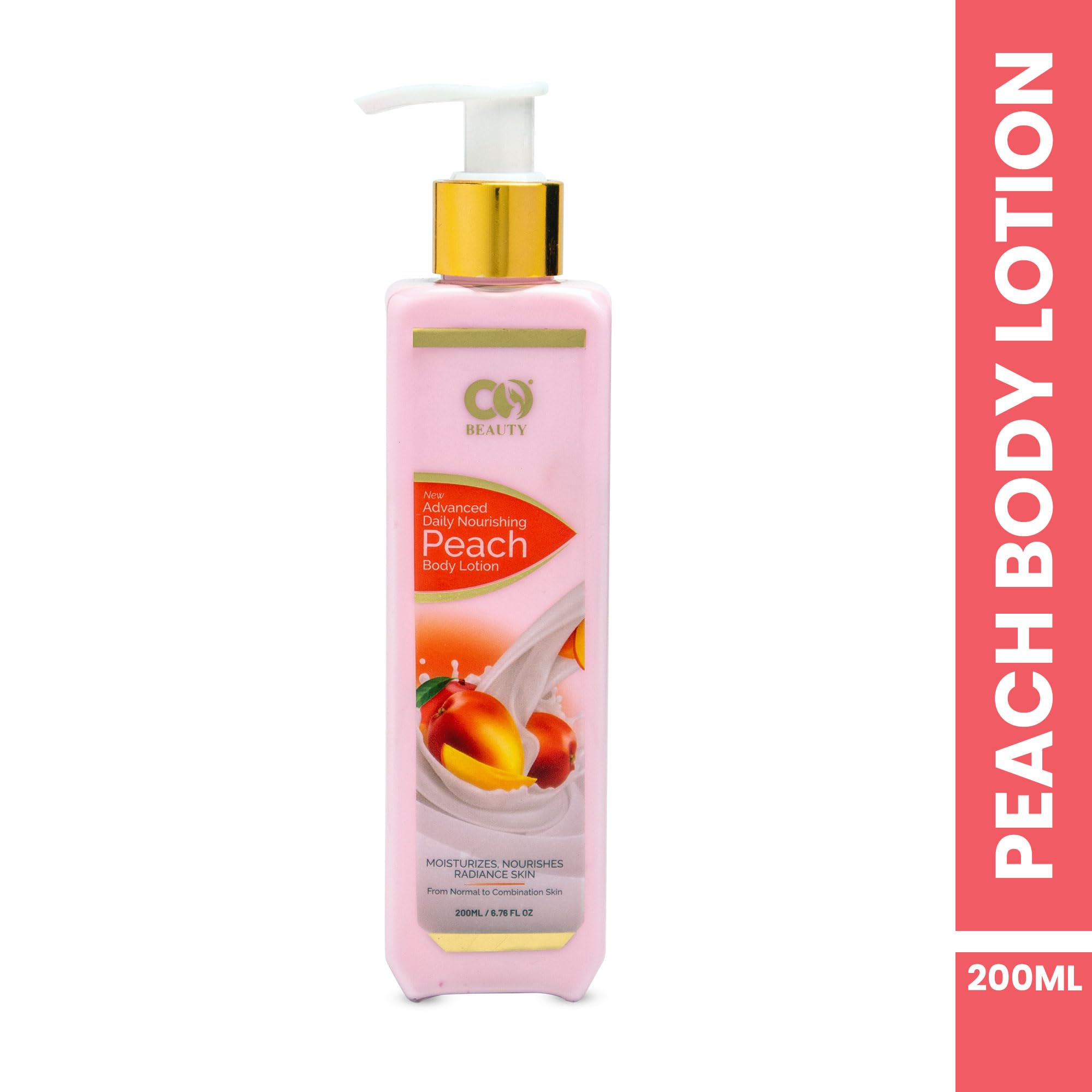 CO BEAUTY Deep Nourishing Peach Body Lotion for Women & Men - 200ml | Non-Greasy Hydrating Body Milk with Peach Extract, Avocado & Castor Oil | Paraben & SLS Free Moisturizer | Perfect for Dry Skin Care & Daily Hydration