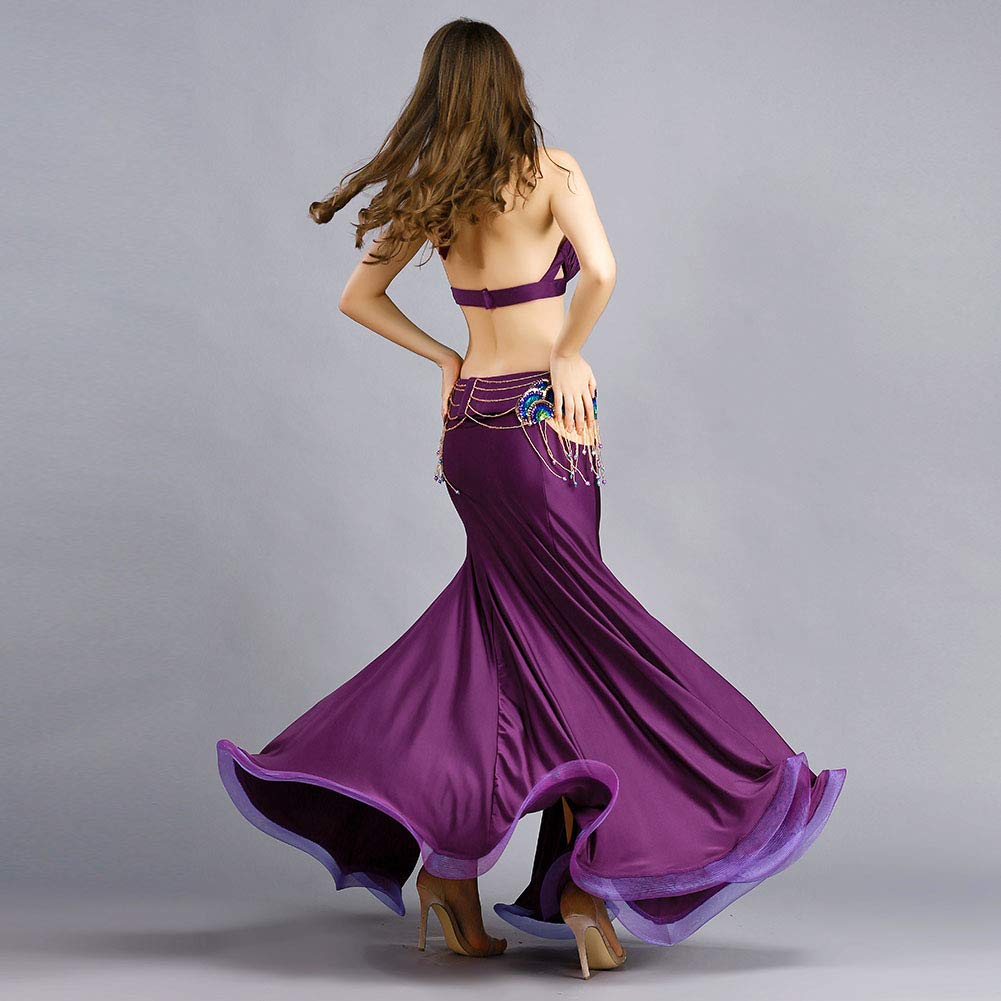 ROYAL SMEELA Women's Belly Dance Costume Set - Belly Dancing Skirt, Bra & Belt - Professional Bellydance Outfit for Performances, Carnival & Halloween