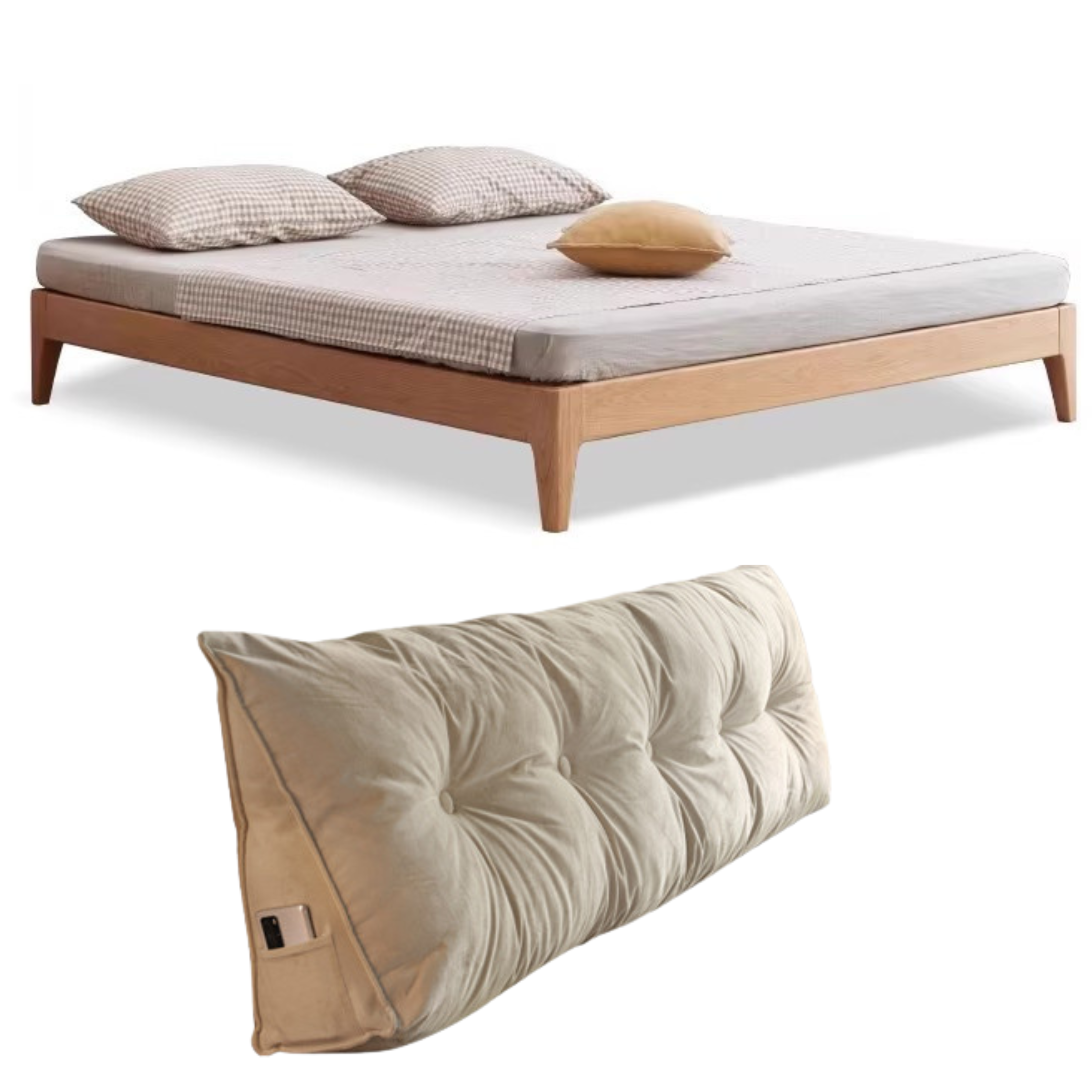 Modern Minimalist Oak Solid Wood Tatami Bed - Japanese Style Platform Bed Frame for Small Spaces, Guest Rooms & Zen Bedrooms