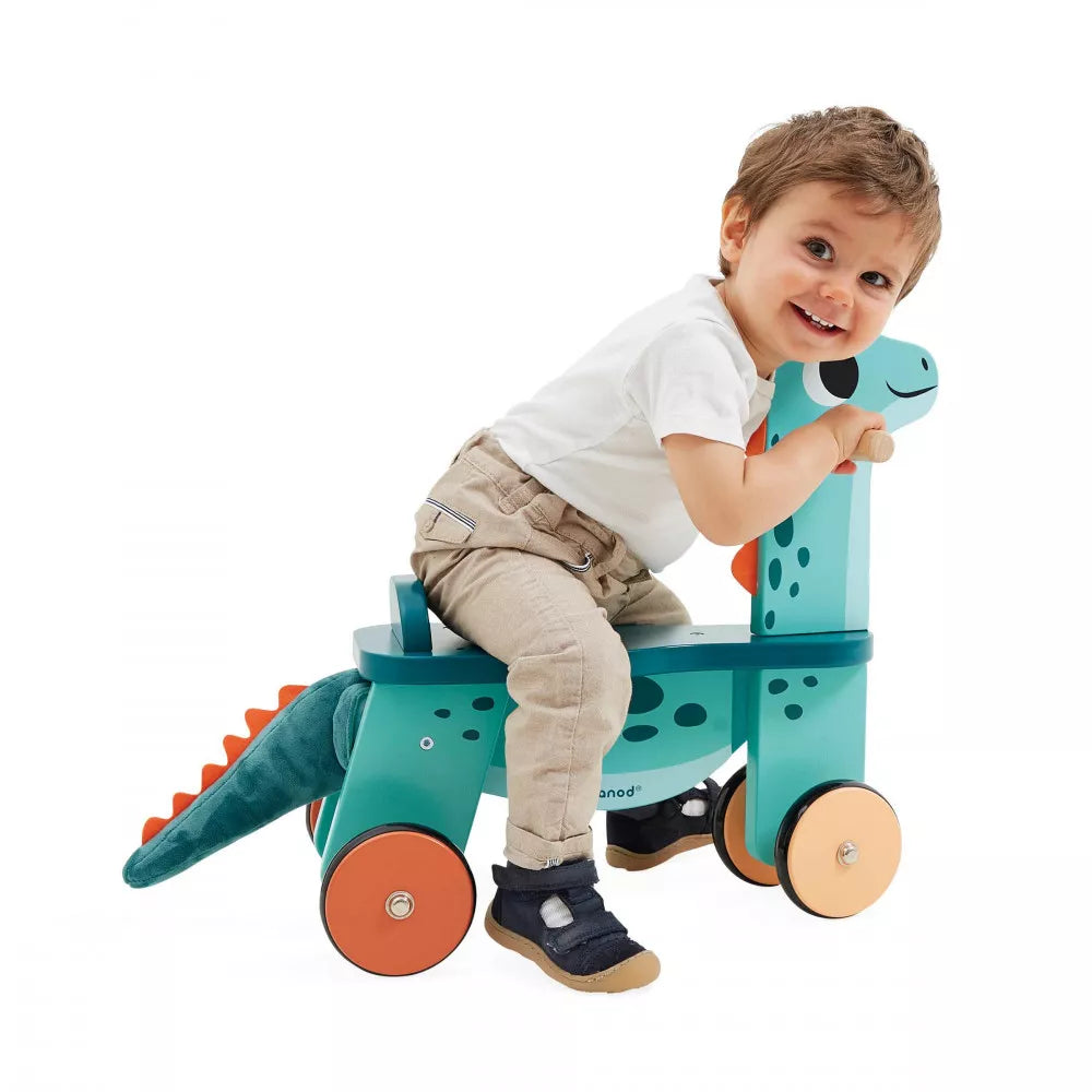 Wooden Diplodocus Ride-On Toy for Kids - Dinosaur Push & Pull Walking Toy for Toddlers - Perfect for Indoor Play, Outdoor Adventures & Imaginative Playtime