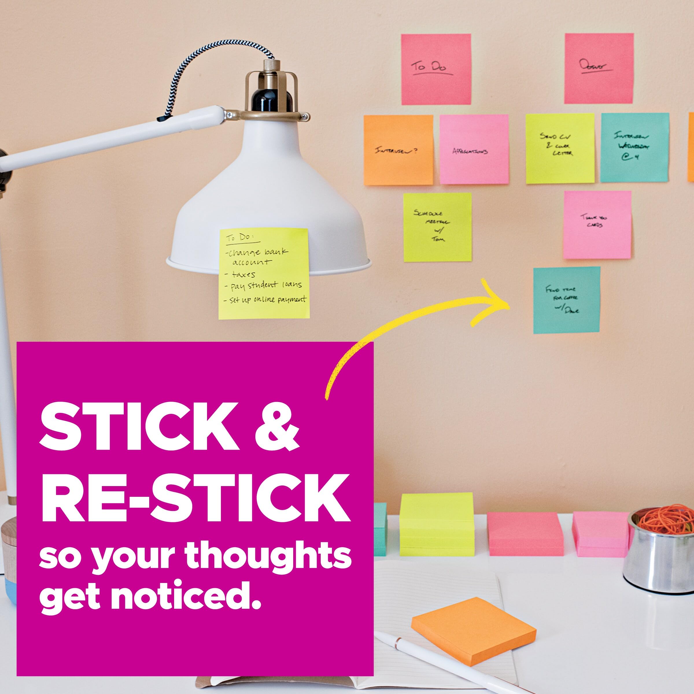 Post-it Super Sticky Notes - 10 Pads, 1.875 x 1.875 Inches, Strong Adhesive for Vertical Surfaces - Perfect for Office, School, Home & Work (Canary Yellow) | Organize Tasks on Monitors, Walls, Windows & Whiteboards