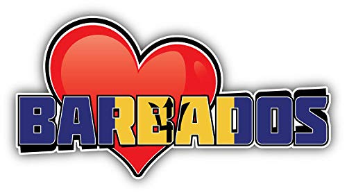 Barbados Flag Heart Vinyl Magnet - 5
