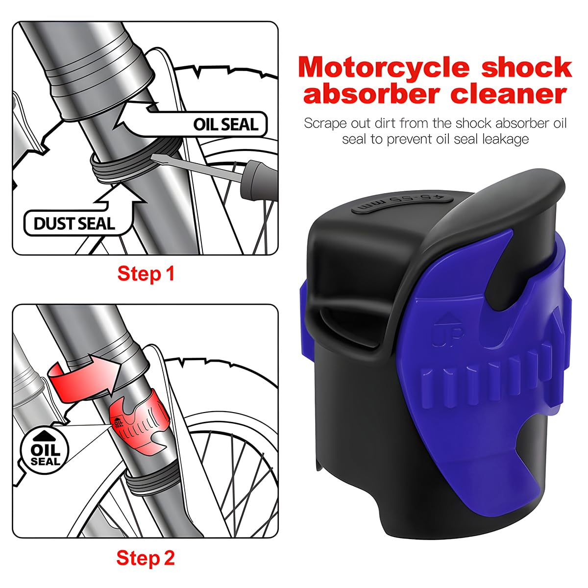 BESULEN 2Pcs Motorcycle Fork Seal Cleaner Tool - Universal for Dirt Bikes & Motorcycles - Shock Absorber Repair