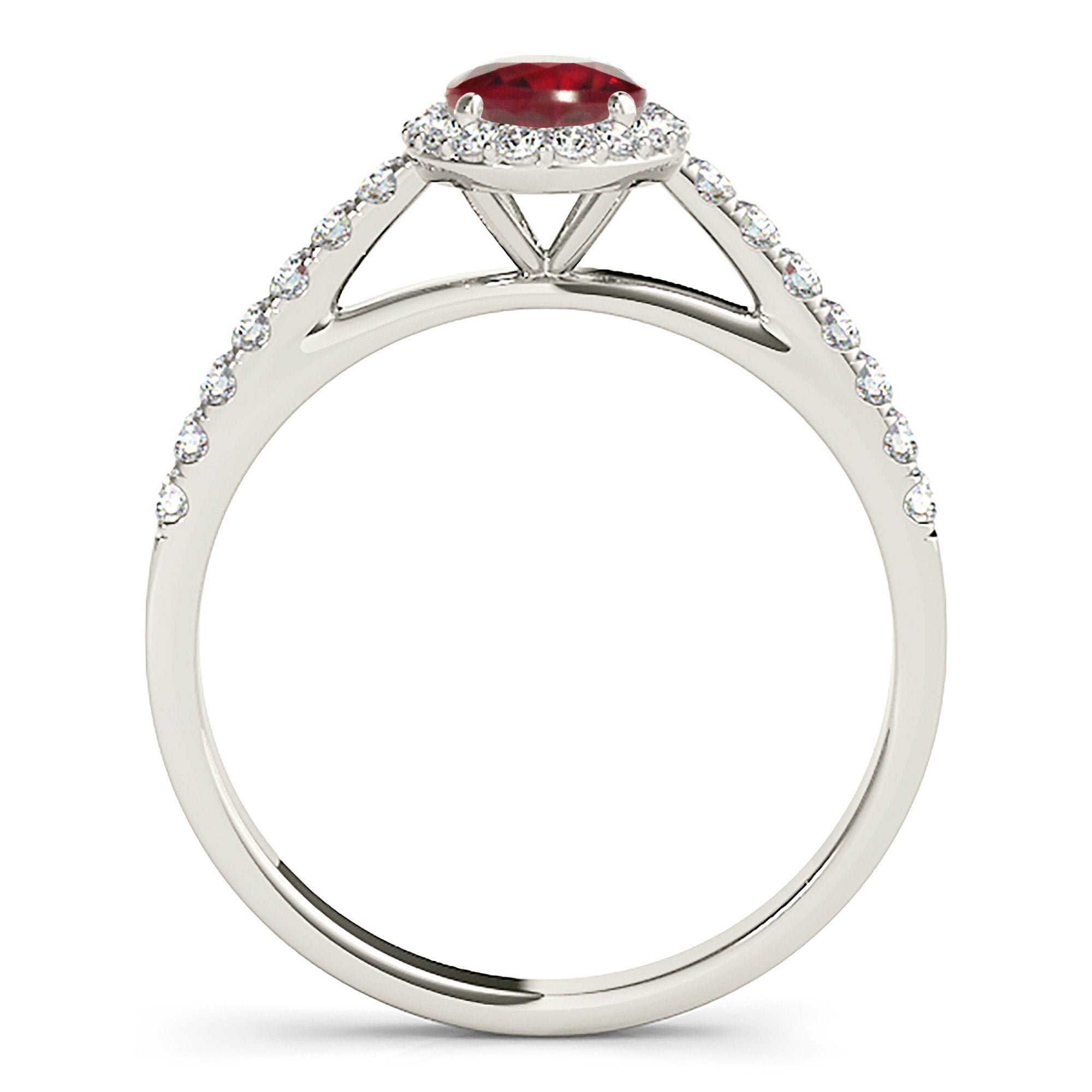 1.55 Carat Genuine Oval Ruby Ring with Halo & Diamond Band - Elegant Engagement, Wedding, Anniversary Gift for Her