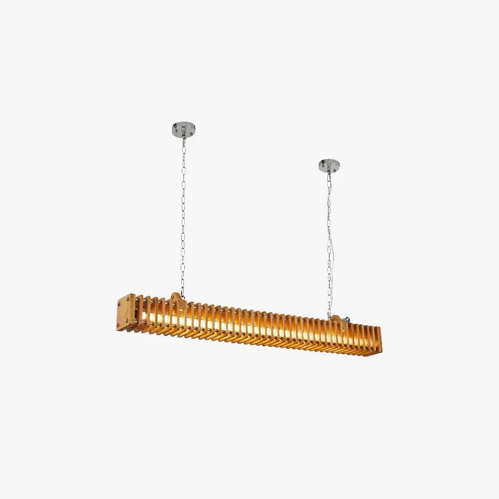 Modern Wooden Rectangular Pendant Light - Farmhouse Dining Room Ceiling Fixture - Perfect for Kitchen Island, Breakfast Nook & Restaurant Lighting