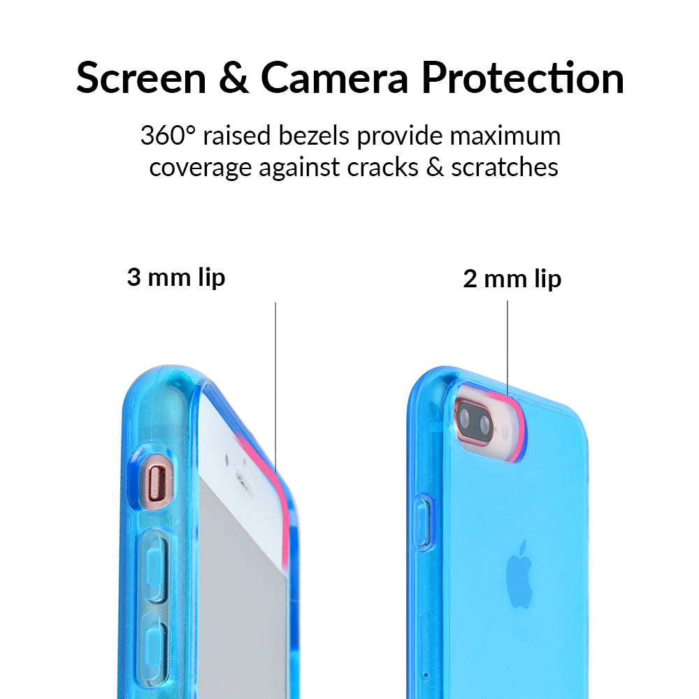 Neon Blue Clear iPhone Case - Shockproof & Scratch-Resistant Protective Cover for iPhone 12/13/14/15 Pro Max - Slim Fit Transparent Phone Case for Everyday Use & Outdoor Activities