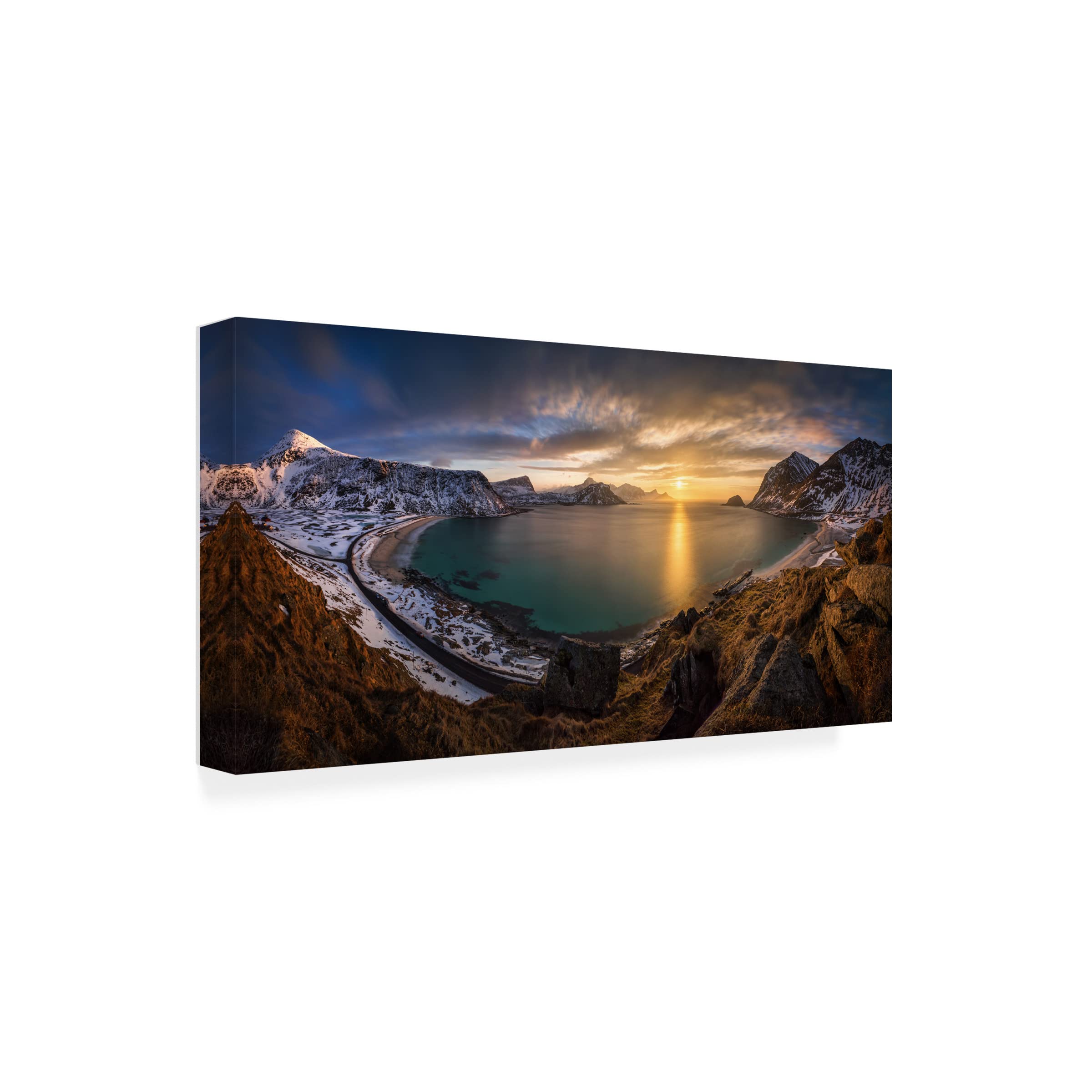 Trademark Fine Art 'Vikbukta' Canvas Wall Art Print by Wojciech Kruczynski - Scandinavian Coastal Landscape Painting for Living Room & Office Decor