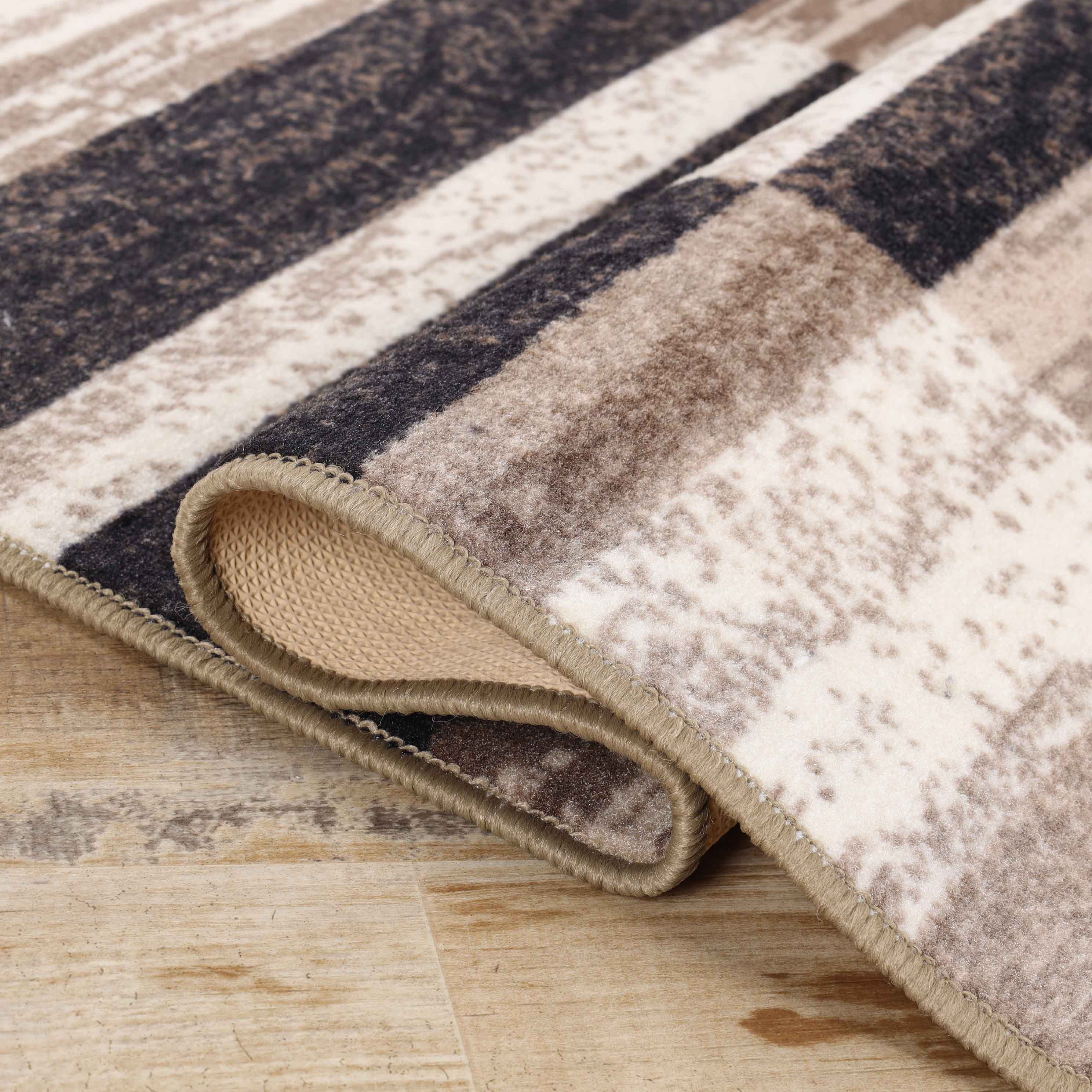 Rockwood Contemporary Patchwork Non-Slip Indoor Area Rug - Soft Modern Floor Mat for Living Room, Bedroom, Nursery & Office Decor