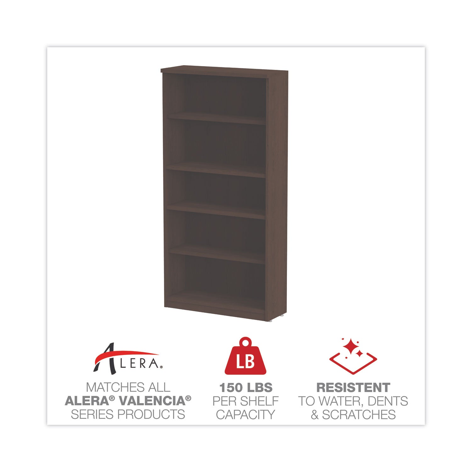 Alera Valencia 5-Shelf Bookcase - 31.75