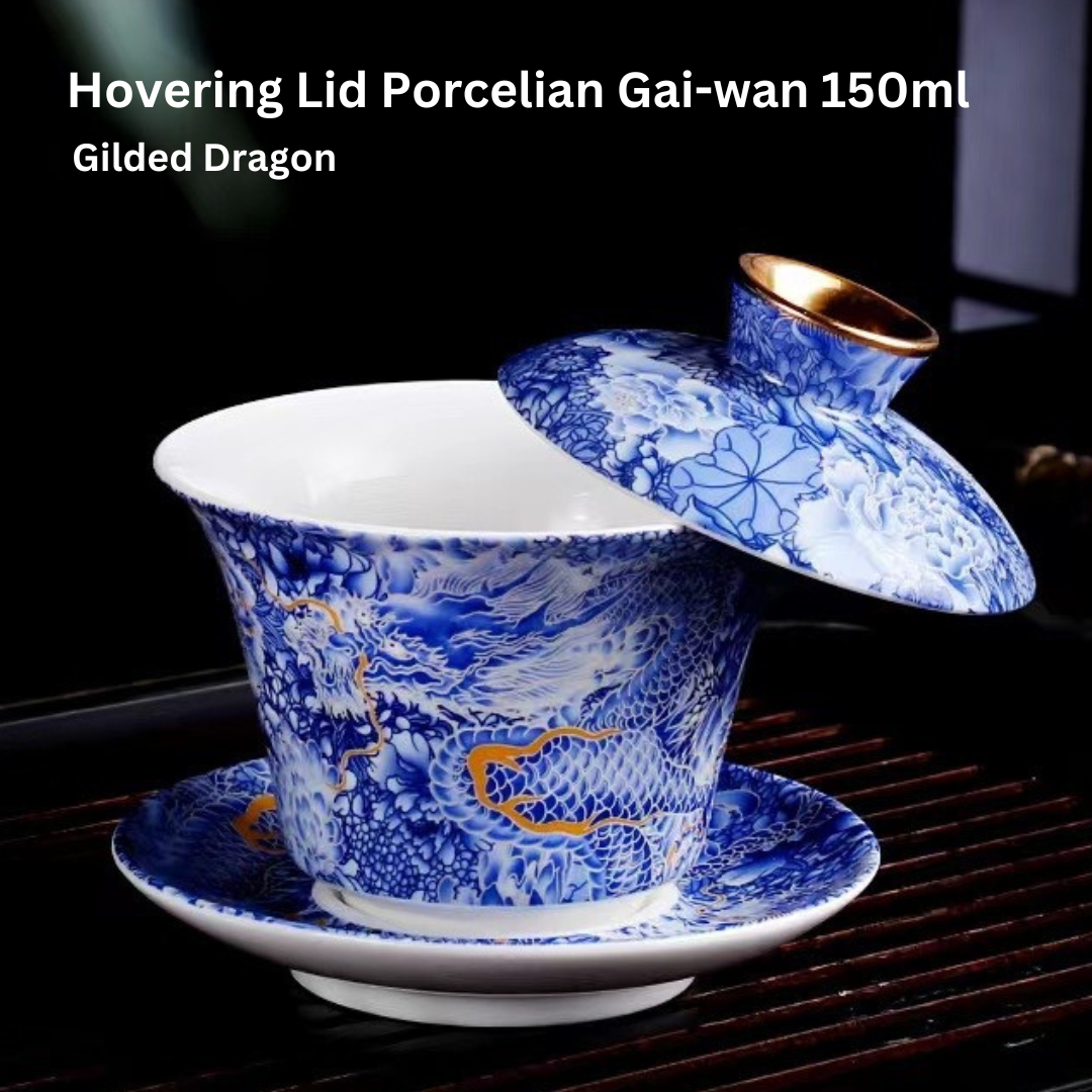 Premium Enamel Hovering Lid Gai Wan Tea Set - Traditional Chinese Loose Leaf Tea Brewing Cup with Strainer - Perfect for Gongfu Tea Ceremony, Home Tea Time & Gift for Tea Lovers