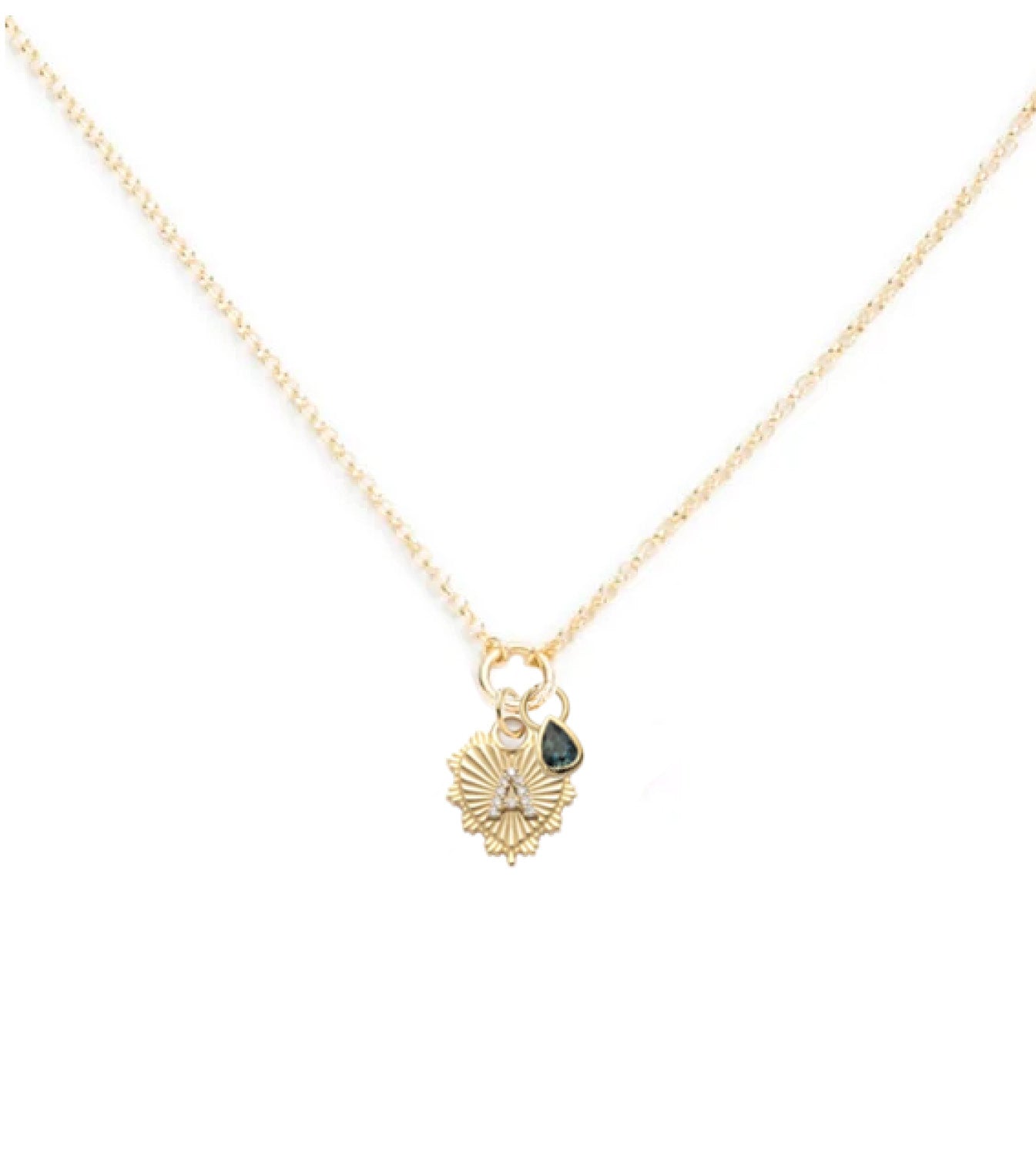 Initial & Forever & Always a Pair: Blue Sapphire Fine Belcher Stationary Necklace - Perfect for Anniversaries, Weddings & Romantic Gifts