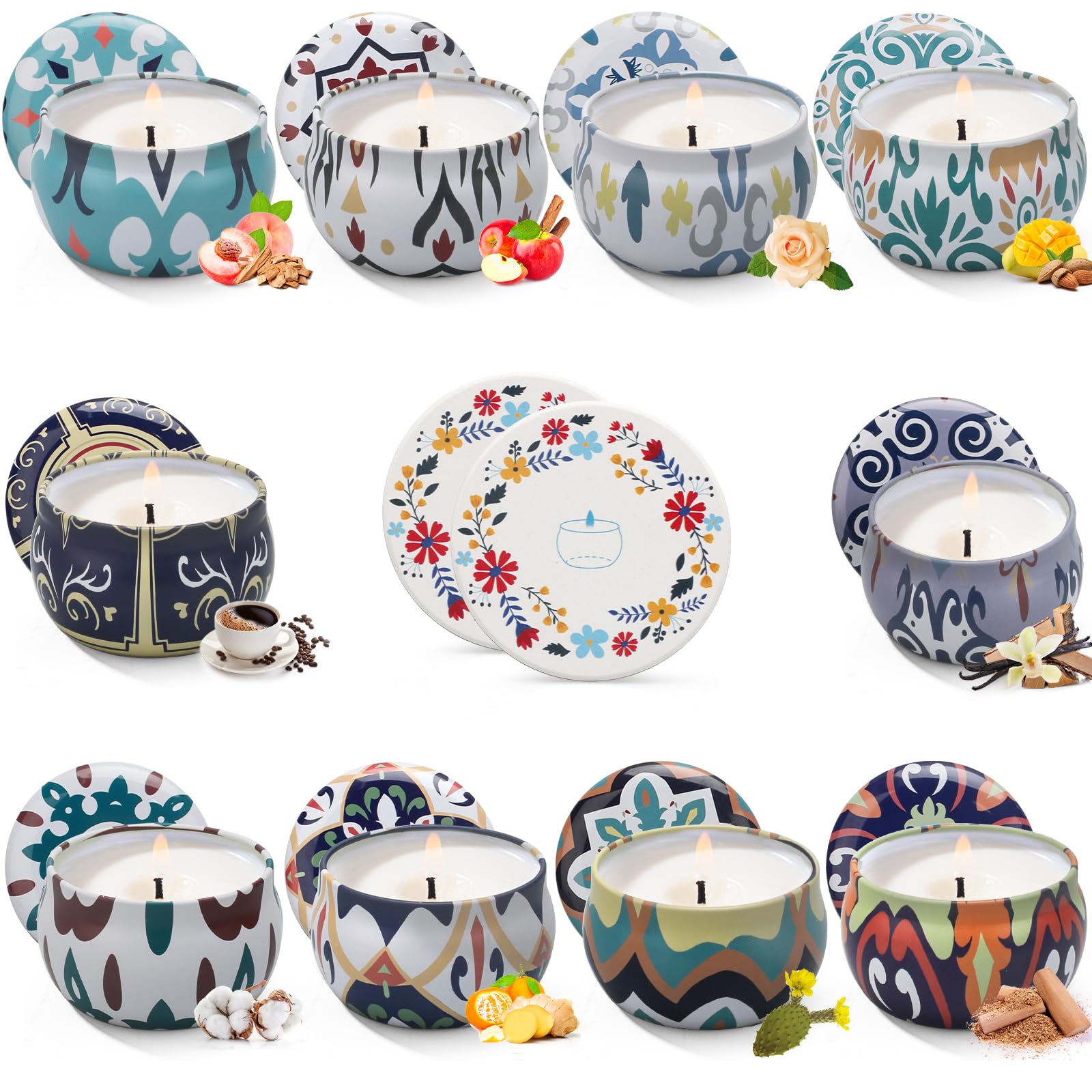 10-Pack Scented Candles for Women - 25oz Long-Lasting Home Fragrance with 2 Decorative Trays - Perfect for Christmas, Birthdays & Special Occasions - Ideal for Relaxation, Aromatherapy & Home Decor