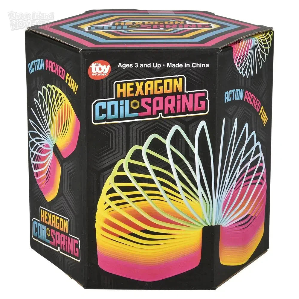 5-Pack Jumbo Hexagon Rainbow Coil Springs - Colorful Sensory Fidget Toys for Stress Relief, ADHD & Autism - Perfect for Classroom, Office & Home Use