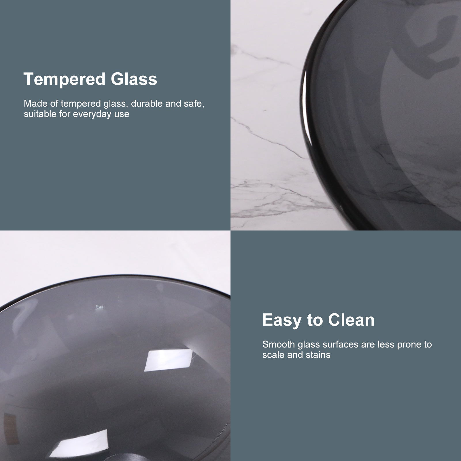 Lordear 16x16 Inch Tempered Glass Vessel Bathroom Sink with Pop-Up Drain - Modern Above Counter Basin for Bathroom Vanity, Powder Room & Guest Bath Installation