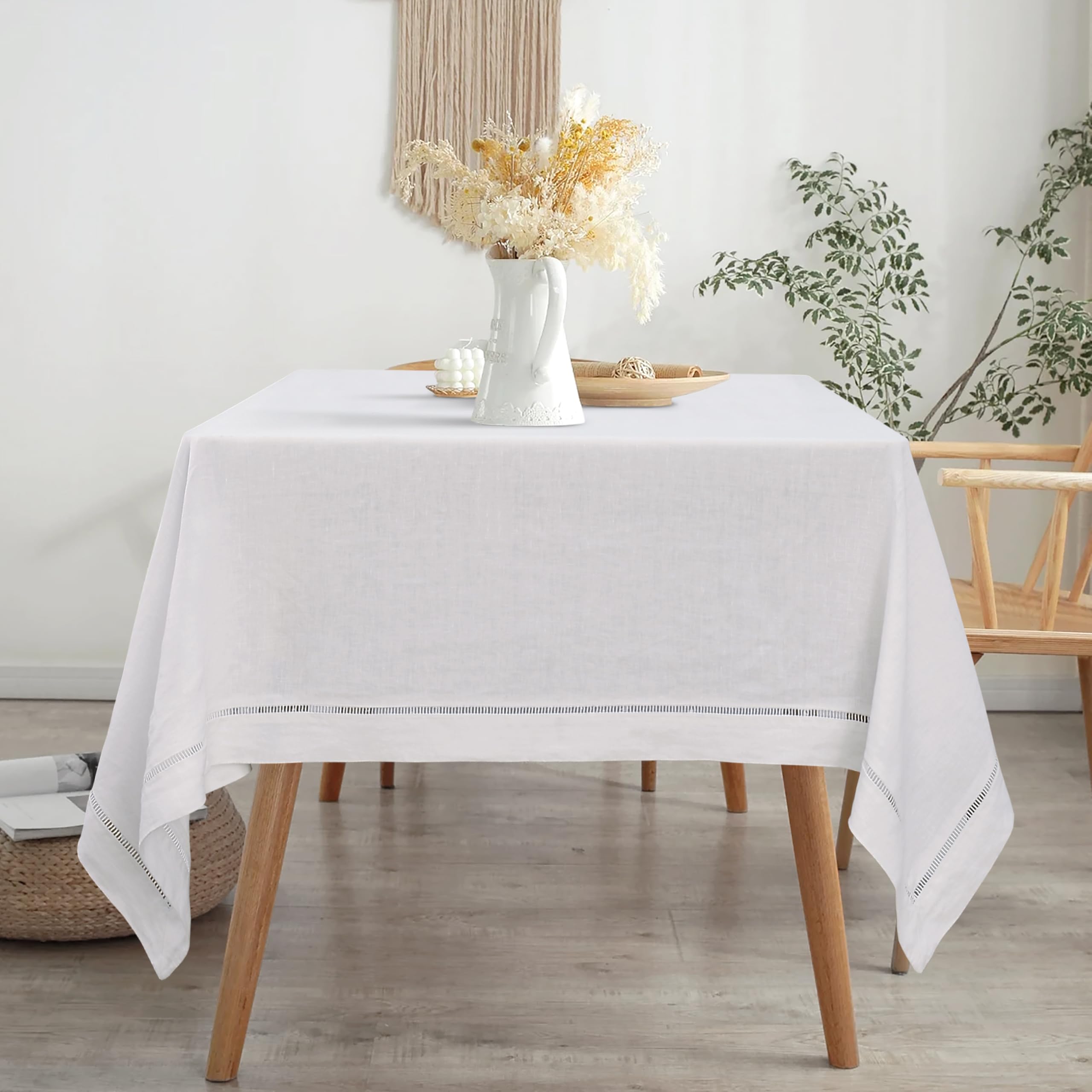 Premium Hemstitch Linen Tablecloth 120