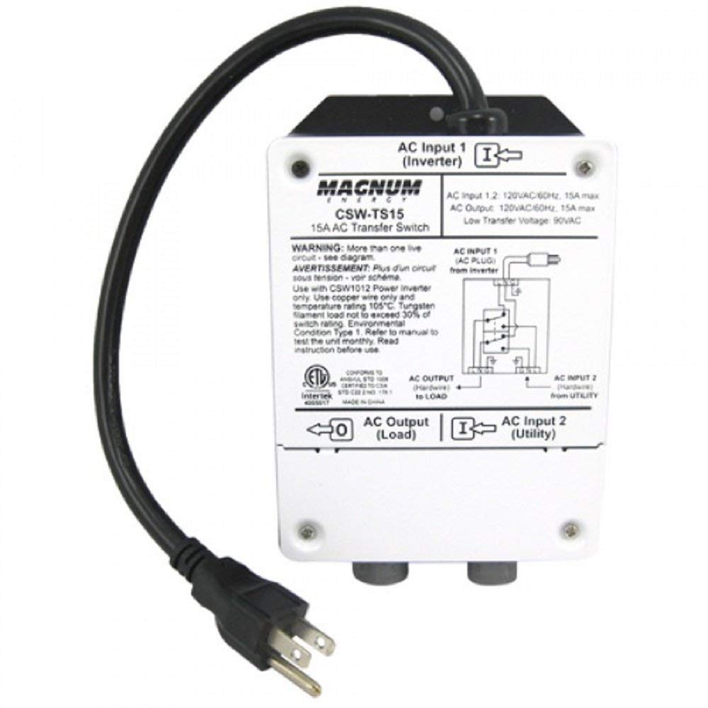 Magnum CSW-TS15 15 Amp Transfer Switch - Manual Generator Power Transfer for Home & RV Emergency Backup