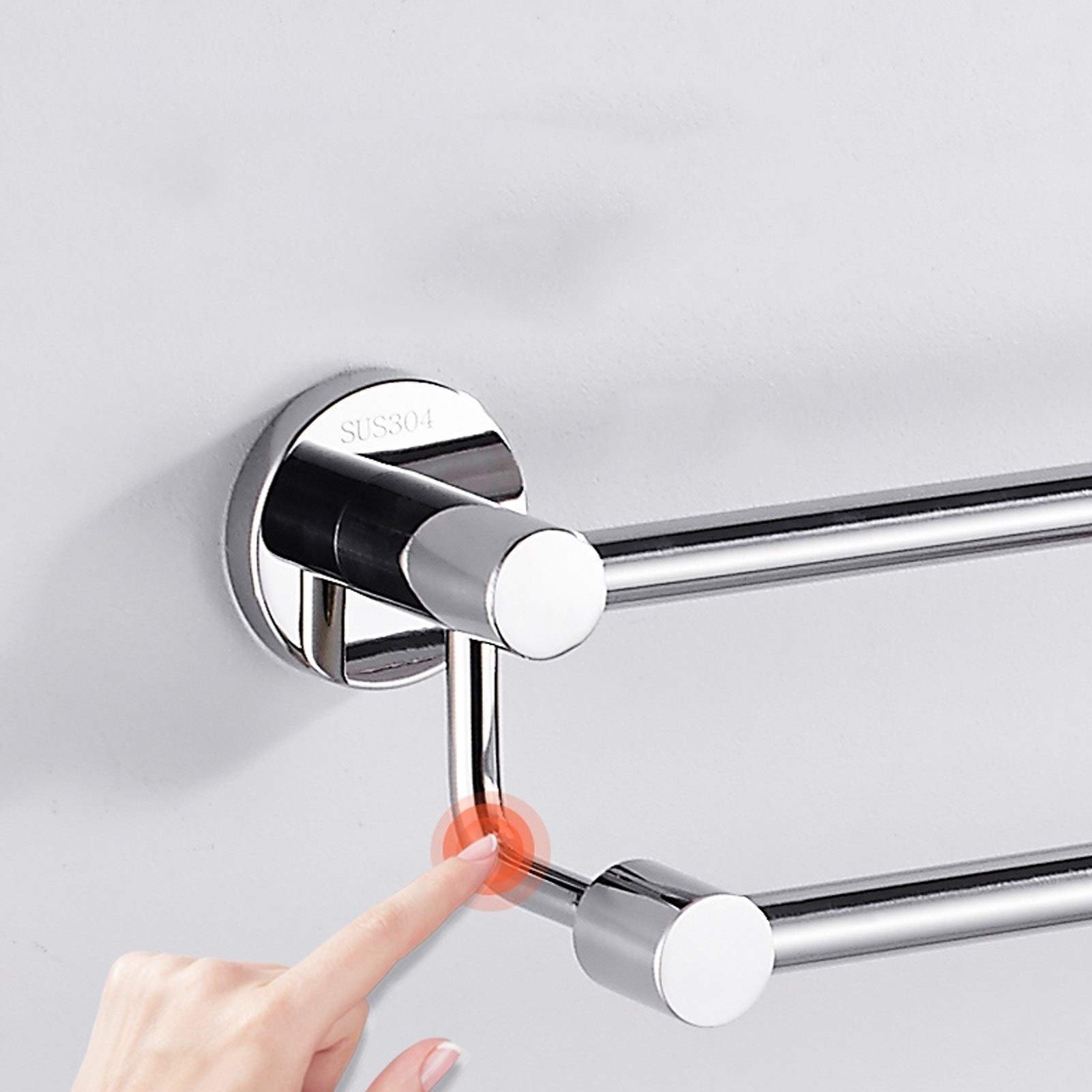 Stainless Steel Wall Mounted Towel Rack - 40cm Brushed Finish Bathroom & Kitchen Towel Holder for Bath Towels, Hand Towels, and Robes | Space-Saving Storage Solution for Small Bathrooms & Modern Kitchens