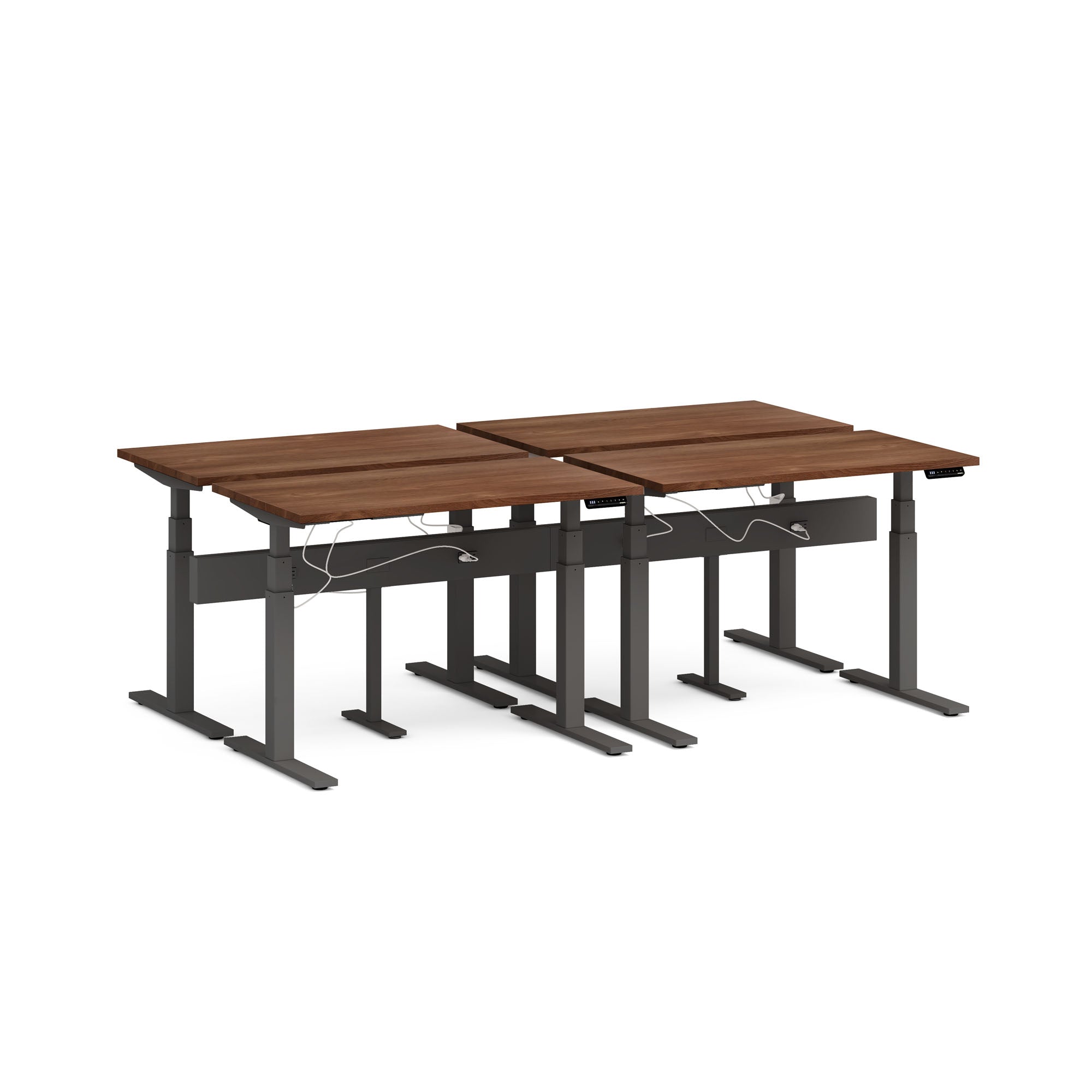 Series L Desk for 4 with Boom Power Rail - Modern Office Workstation for Collaborative Workspaces, Home Offices & Coworking Environments