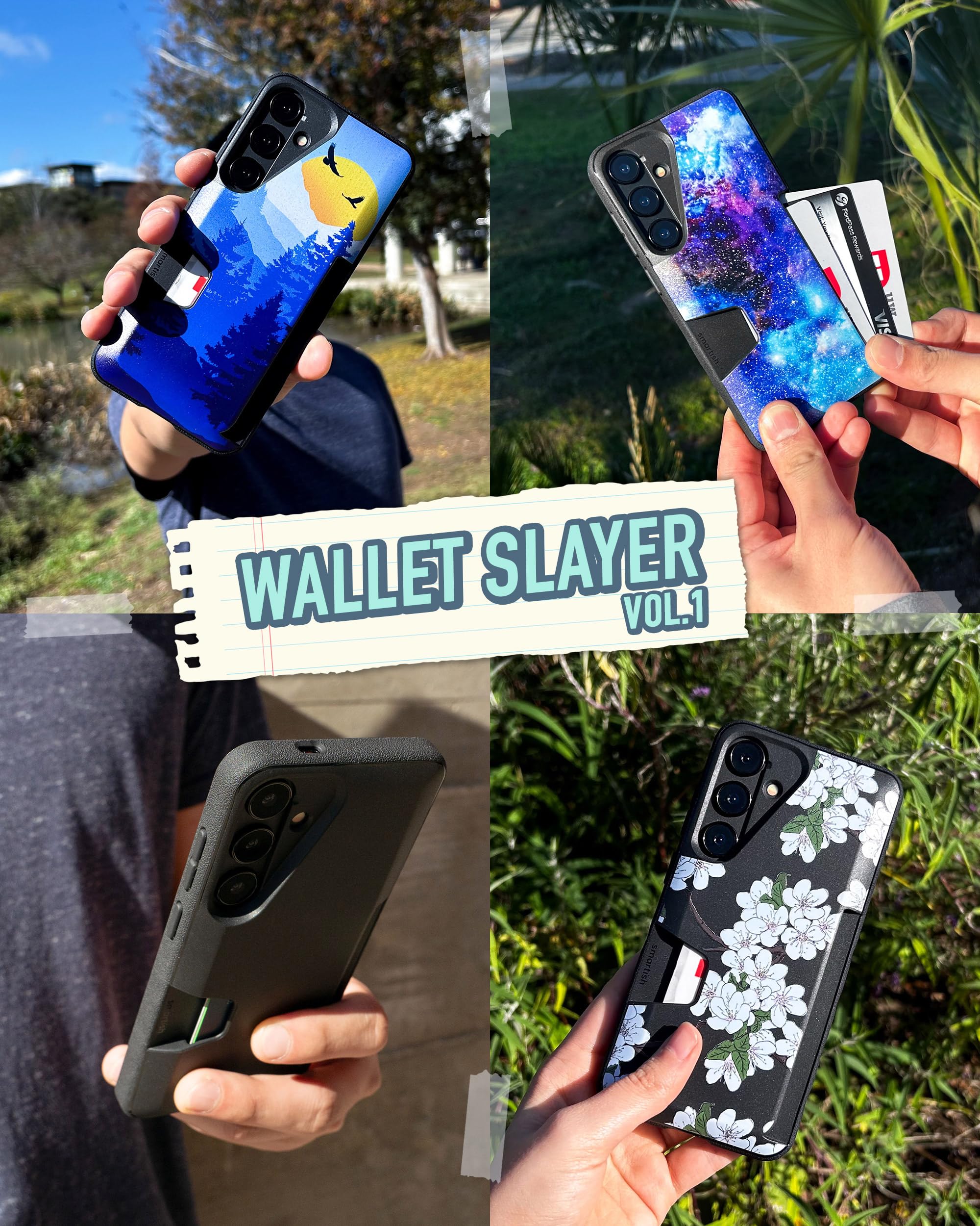 Smartish Galaxy S24 Plus Wallet Case - Slim Protective Credit Card Holder with Hidden Slot | Drop Tested | Compatible with Samsung Galaxy S24+ | Black Tie Affair | Perfect for Business Travel & Everyday Use