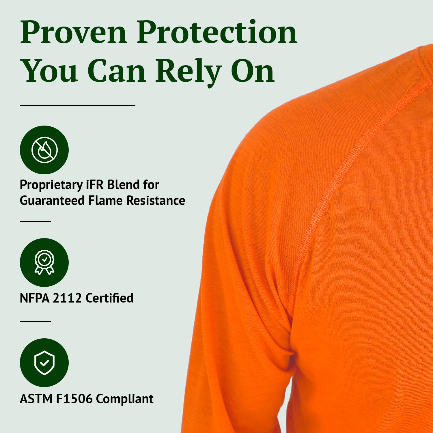 Fire Resistant Base Layer for Men - iFR Long Sleeve Thermal Shirt - FR Clothing for Work & Outdoor Activities - Heat & Flame Resistant Shirt for Construction, Welding & Camping