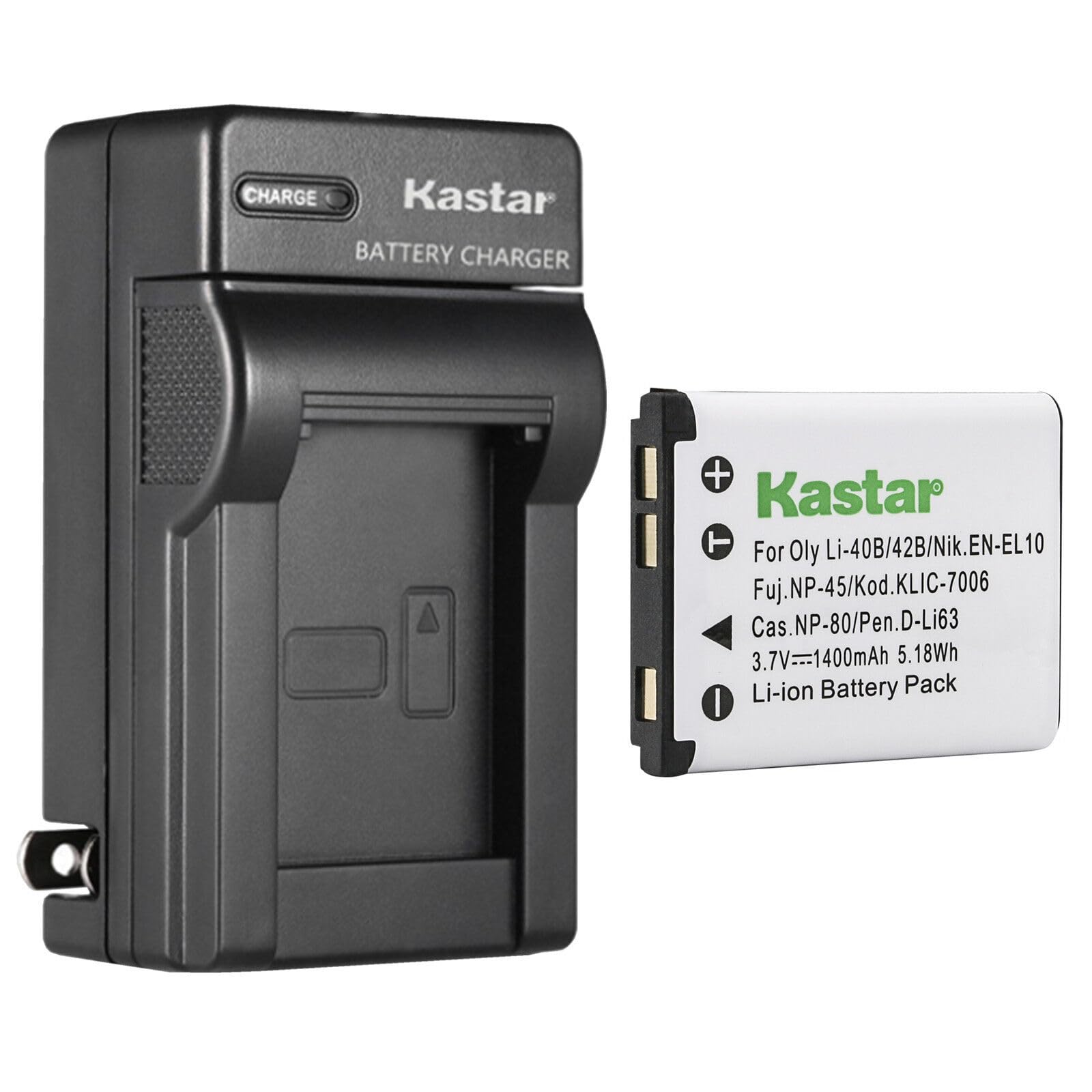 Kastar 1-Pack Li-42B Replacement Battery & AC Wall Charger Kit for Olympus LI-40B/LI-42B/LI-40C & Pandigital PANSCN10XX/S8X1103/S8X1102 Handheld Scanners - Perfect for Travel Photography & Document Scanning