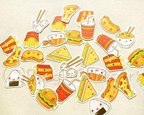 Kawaii Japanese Food Stickers for Planners, Laptops & Scrapbooks - Handmade Decorative & Functional Sticker Flakes - Perfect for Journaling, DIY Crafts & Kawaii Aesthetic Decor