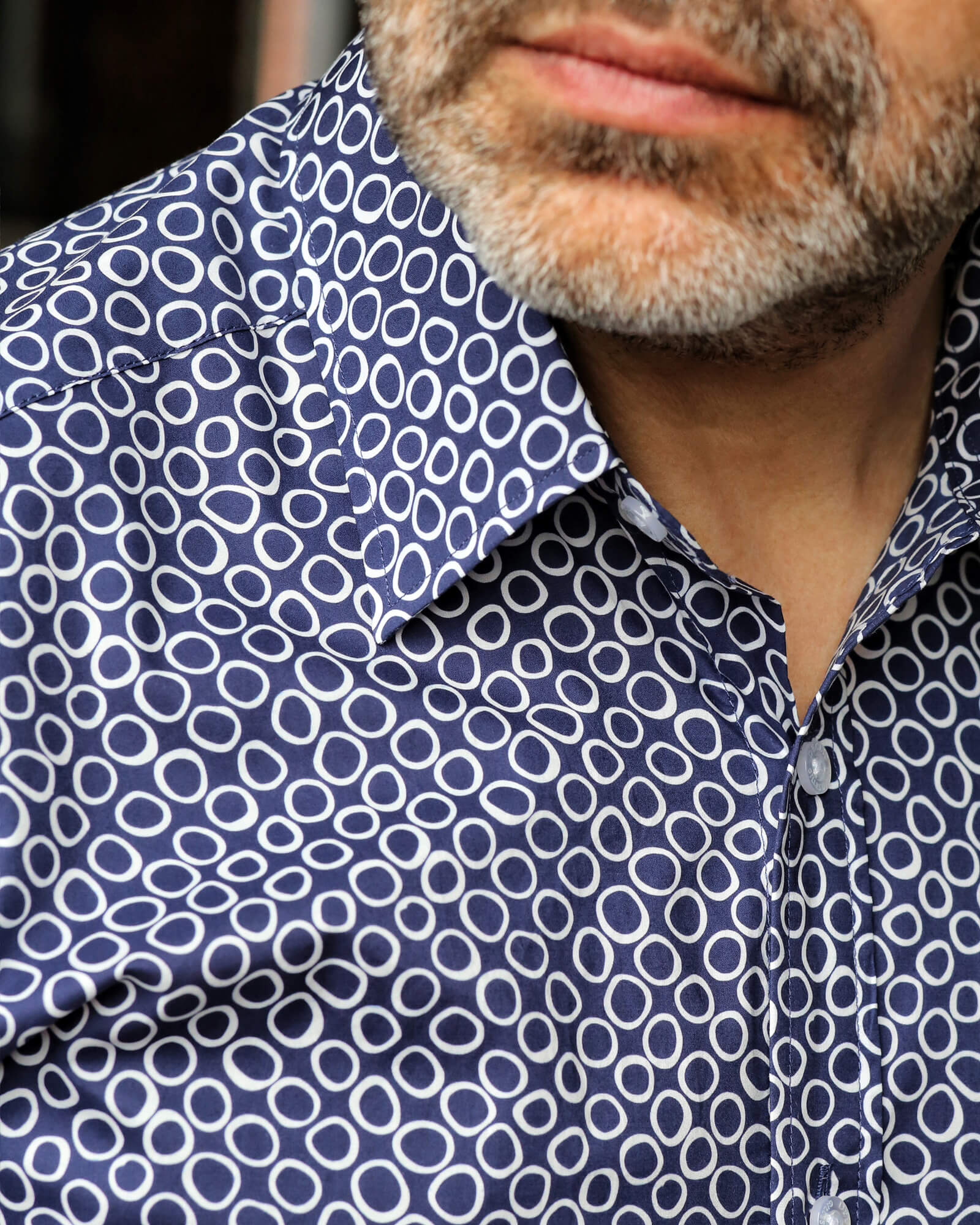 DÉCLIC Bolzano Spot Print Shirt - Navy Blue Casual Button Down Shirt for Men | Perfect for Office, Date Night & Summer Outings