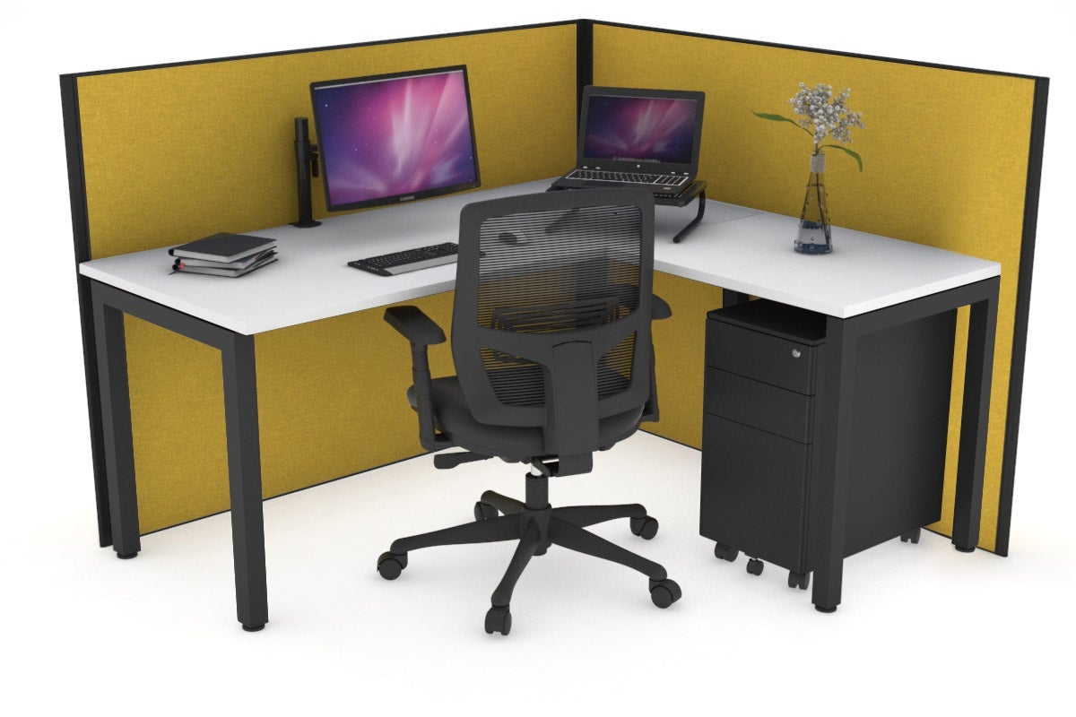 Horizon Quadro Square Legs L-Shaped Corner Office Desk - 1800mm x 1450mm, Modern Workstation for Home & Office, Perfect for Small Spaces & Multi-Monitor Setup