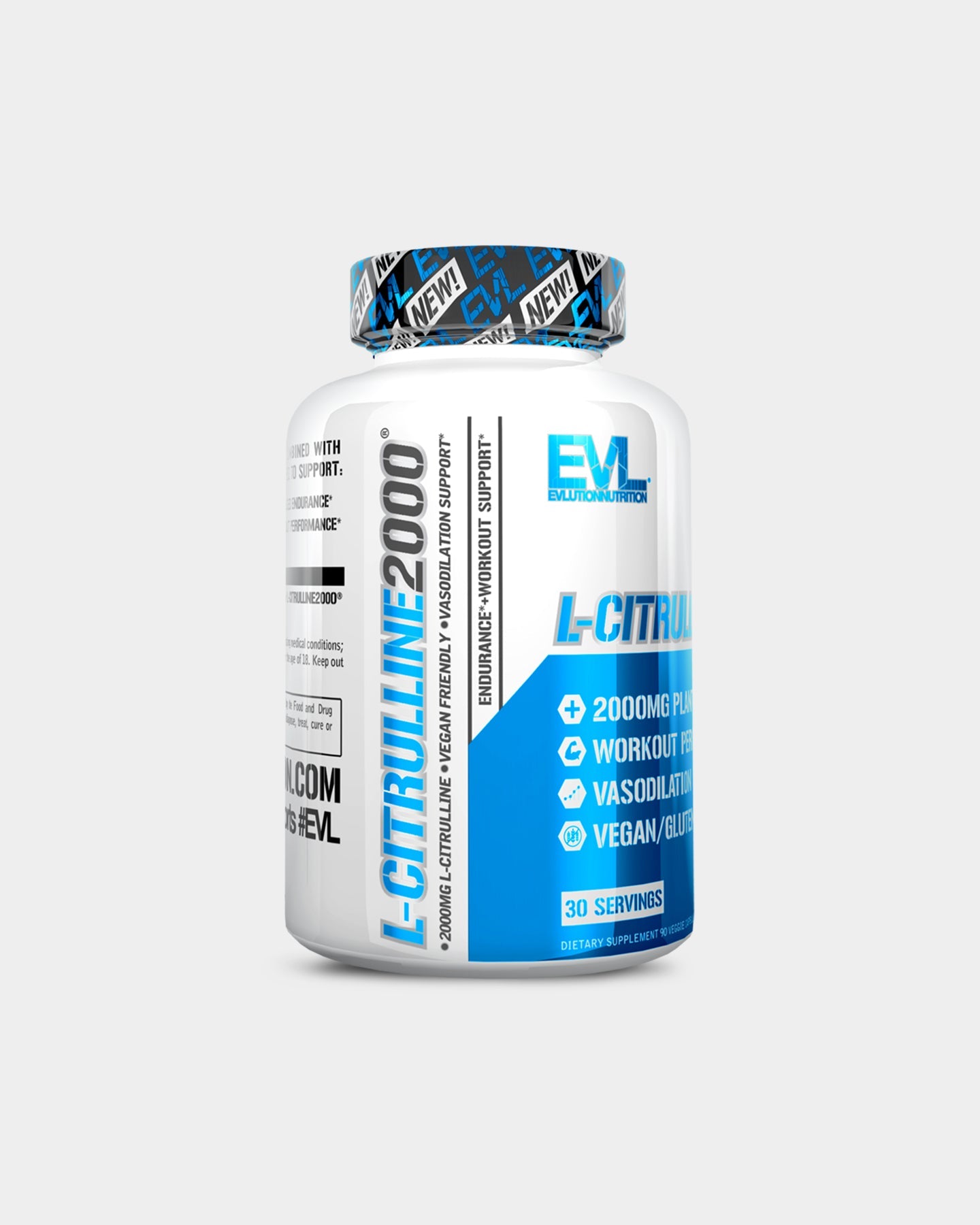 EVLUTION NUTRITION L-Citrulline 2000mg - Premium Nitric Oxide Booster Supplement for Muscle Pump, Workout Performance & Blood Flow - Pre Workout & Post Workout Support for Athletes & Bodybuilders