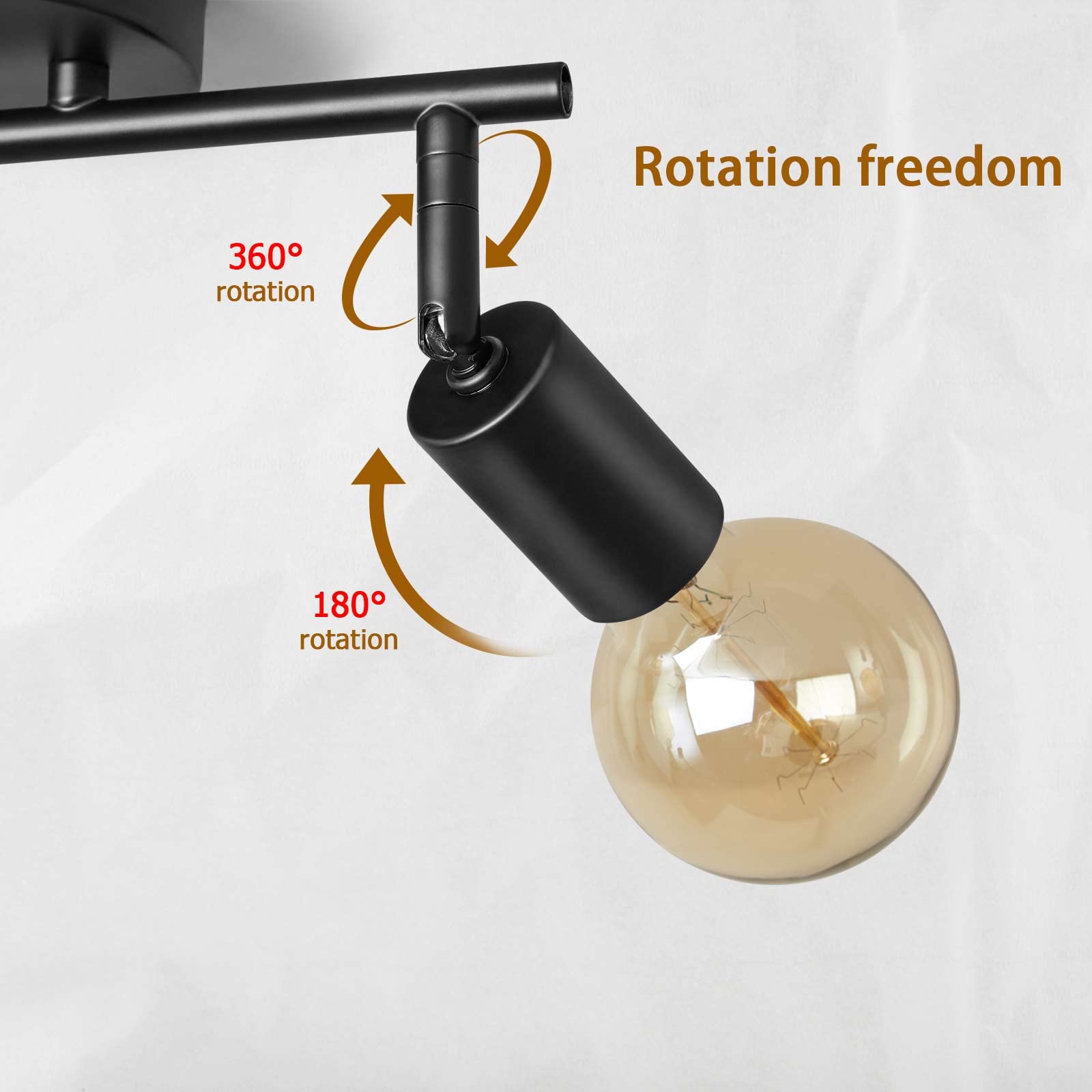 Lightsjoy Industrial Vintage Ceiling Spotlight - 2 Adjustable E27 Lamp Heads, 360° Rotatable Black Wall Light for Kitchen, Dining Room, Living Room, Bar & Restaurant | Perfect for Ambient Lighting and Task Illumination