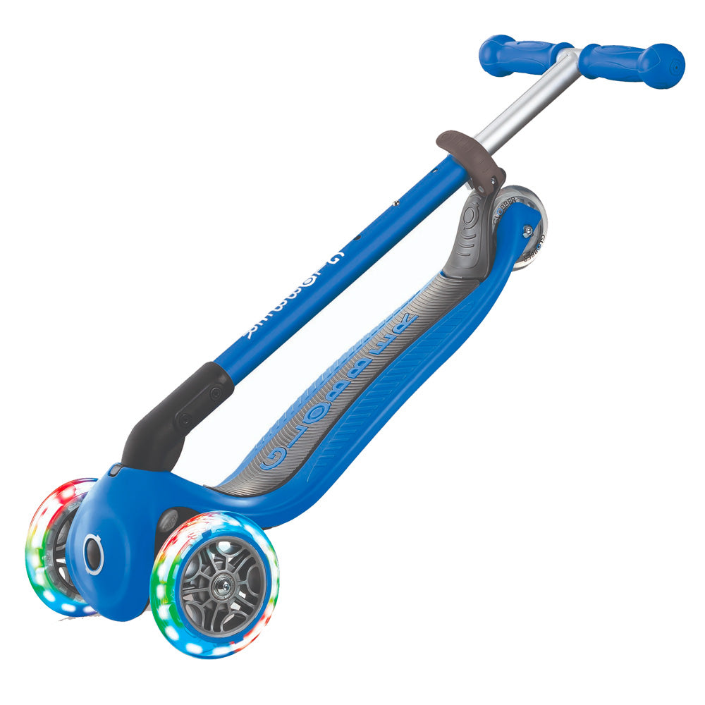 Globber 3 Wheel Primo Foldable LED Light Up Scooter for Kids - Adjustable Handlebar, Smooth Ride for Boys & Girls - Perfect for Commuting, School, Park & Outdoor Fun