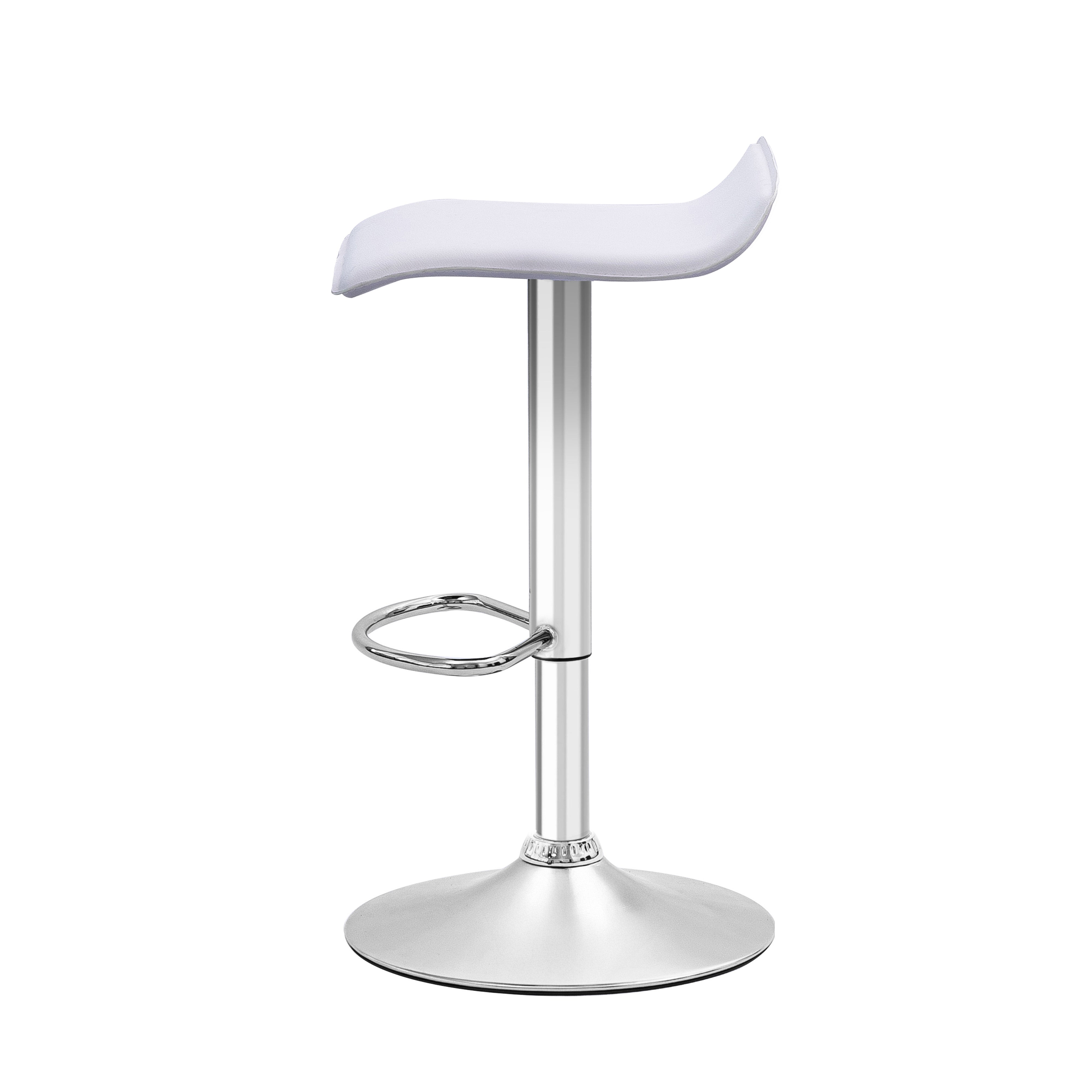Set of 4 Urban Style Craig Bar Stools with Gas Lift Mechanism - Chrome & White Modern Kitchen Counter Stools for Dining Room, Bar or Breakfast Nook