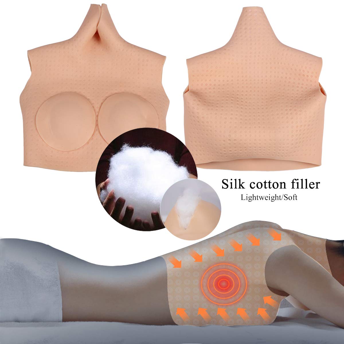 Premium Silicone Breast Forms A-G Cups - Realistic Fake Boobs with Skin Spot Texture for Crossdressers & Cosplay - 6G Floating-Point Design with Cotton Filler - Perfect for Drag Shows, Costume Parties & Gender Affirmation